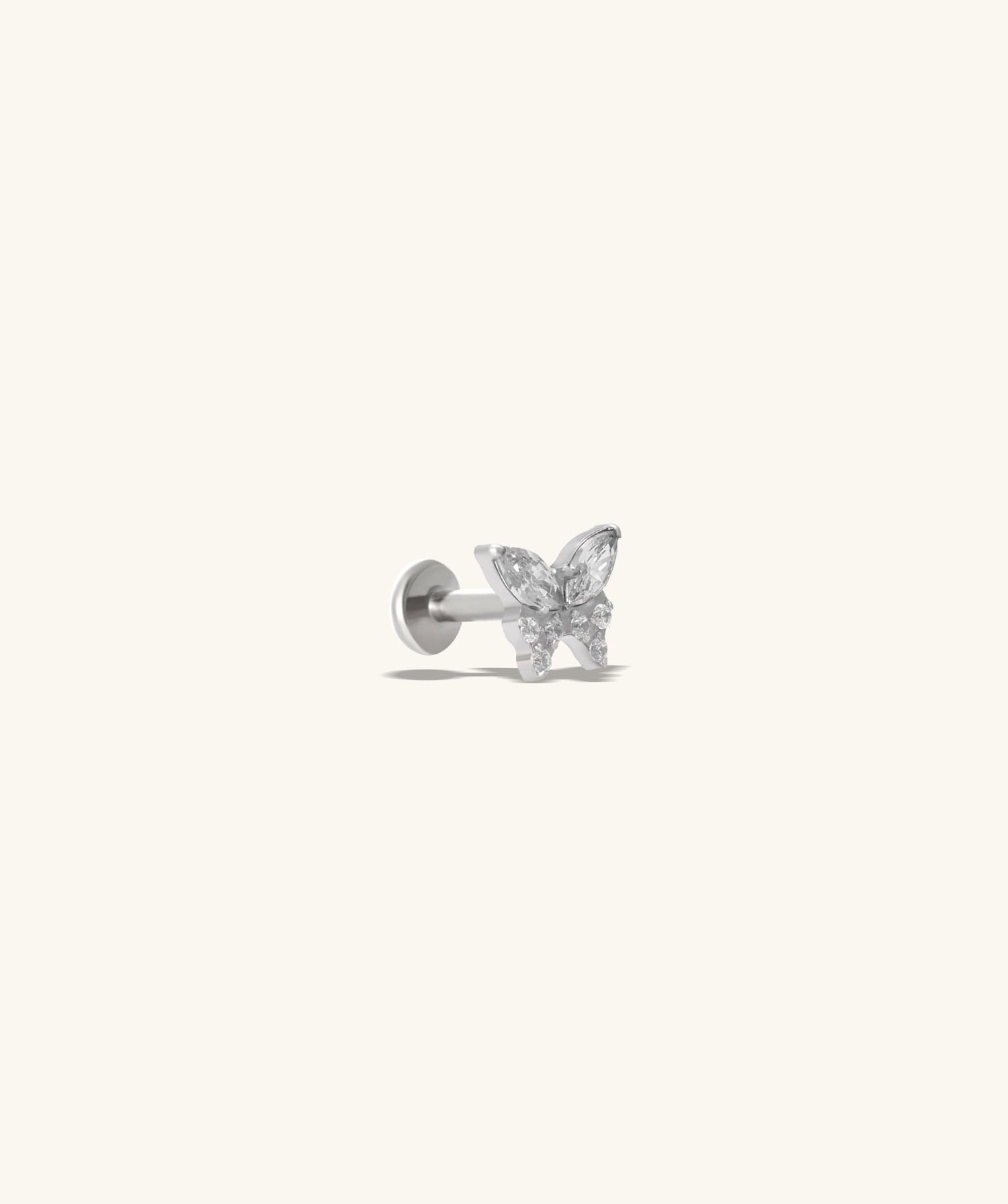 Titanium Charm Butterfly Flatback Stud - OumoJewelry