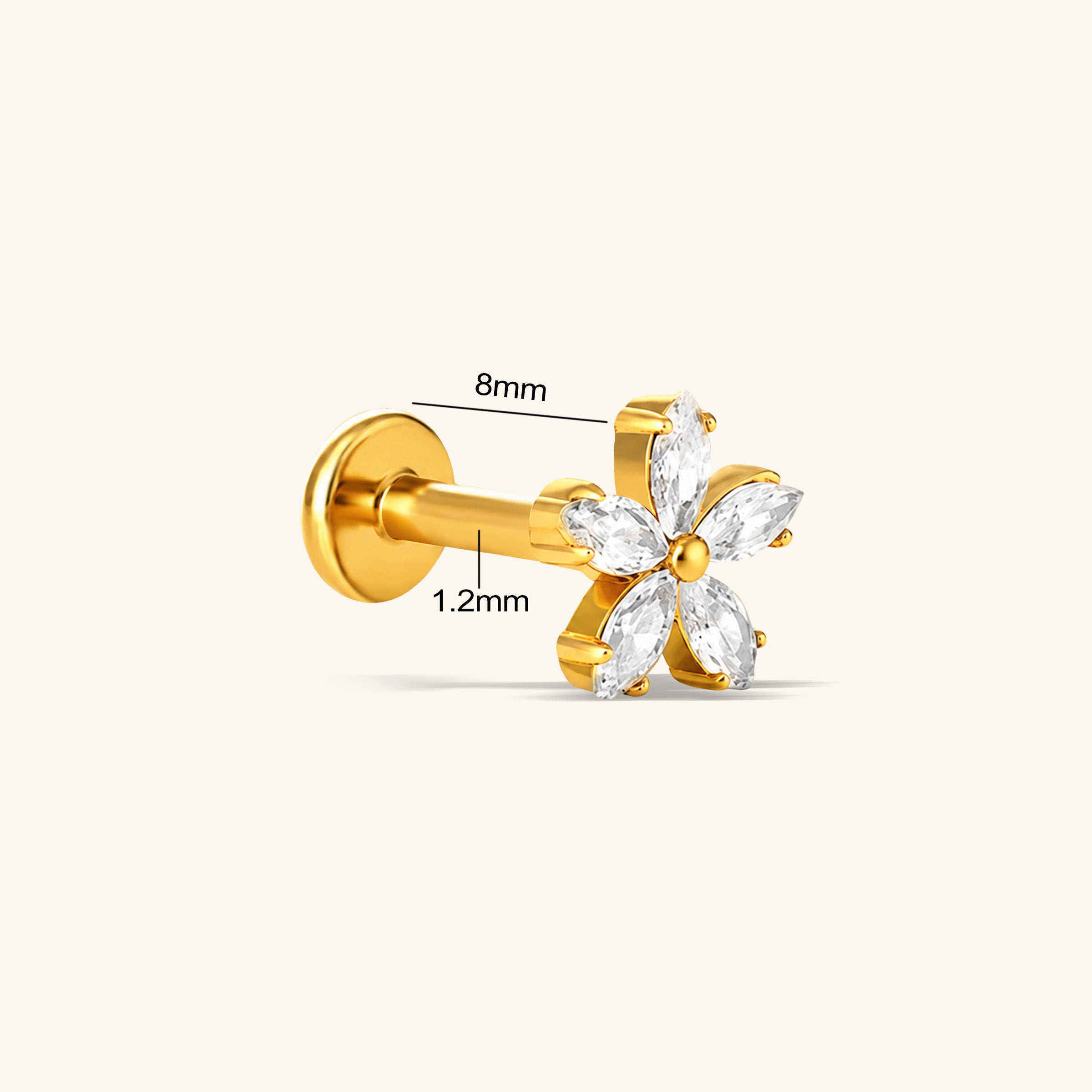 Titanium Dazzling Flower Flatback Stud