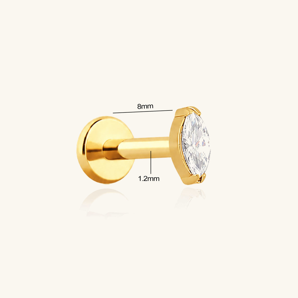 Titanium Marquise Flatback Stud