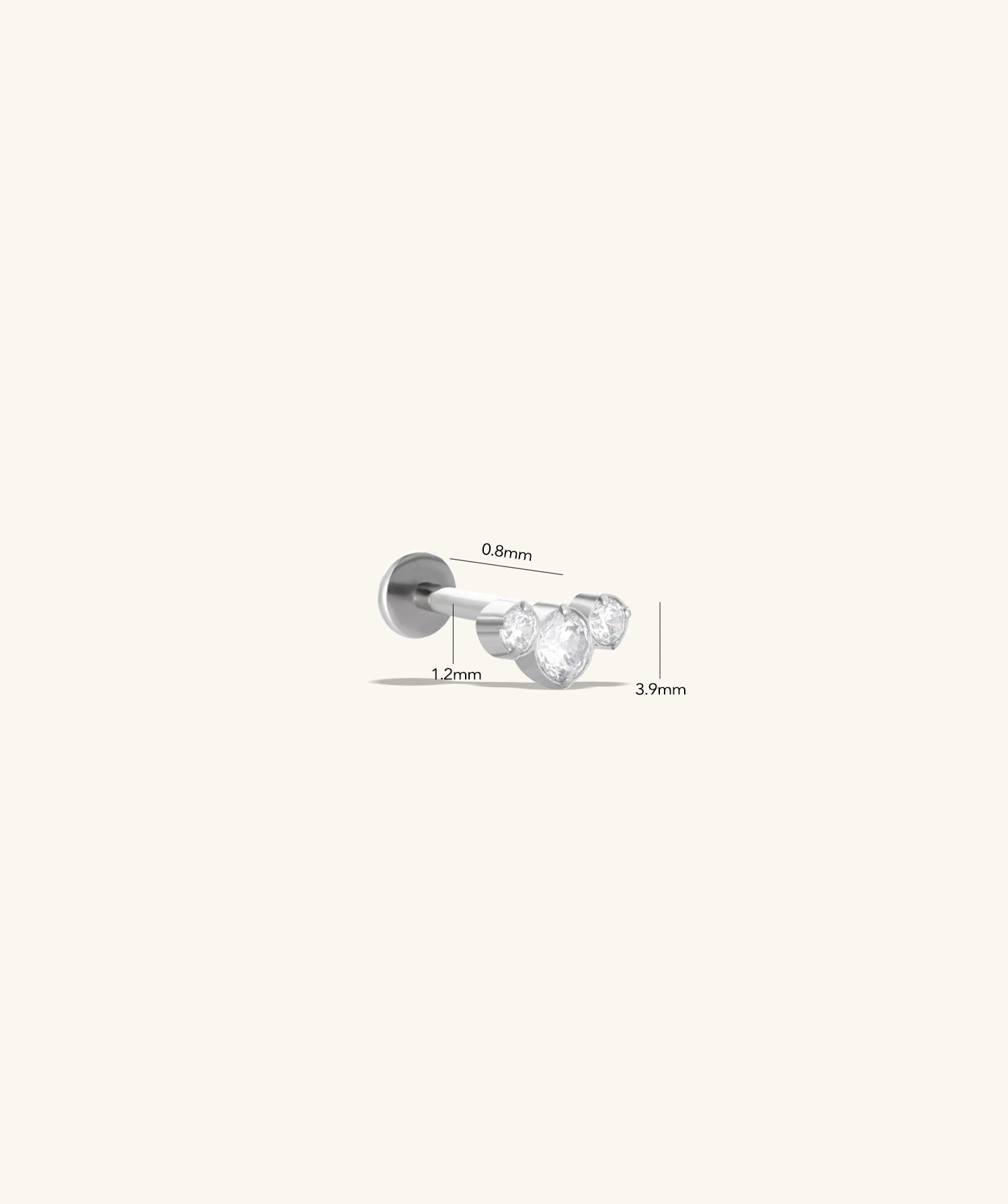 Titanium Gem Curved Flatback Stud