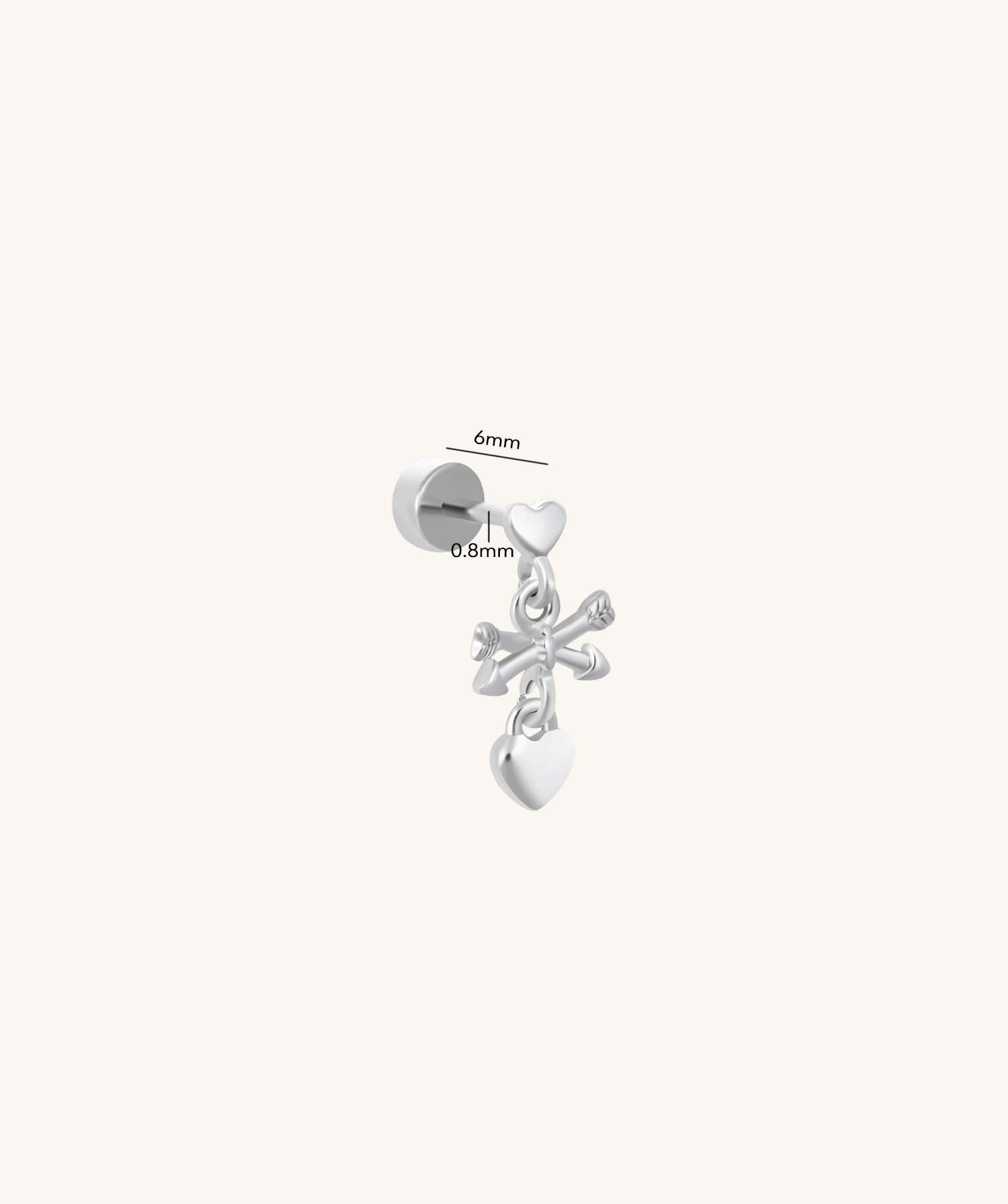 Heart Cross Drop Stud - OumoJewelry