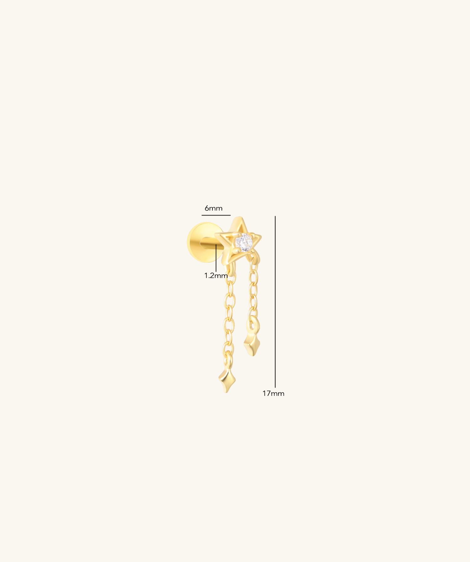 Star Double Chain Stud - OumoJewelry