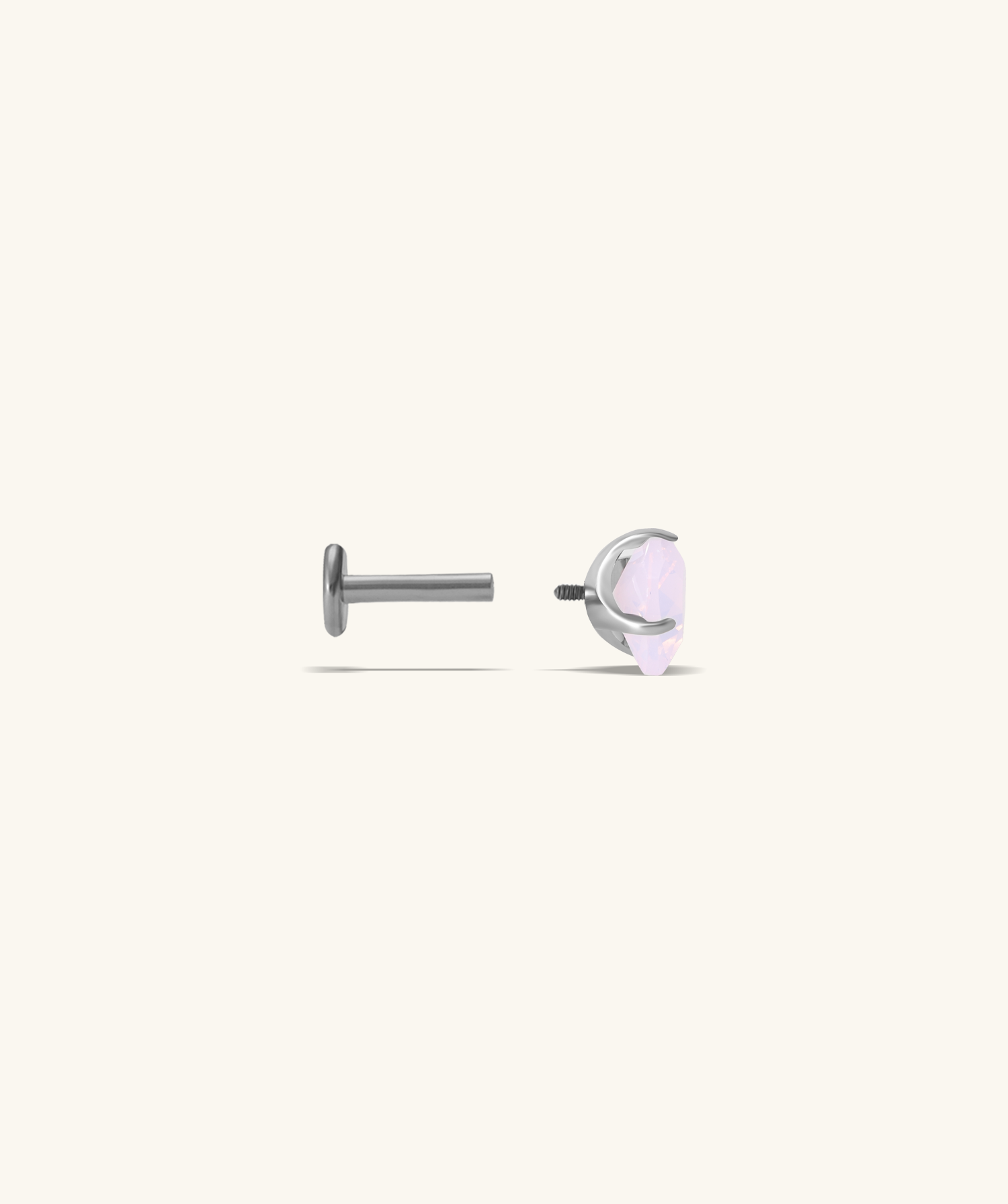 Titanium Pink Opal Heart Stud - OumoJewelry