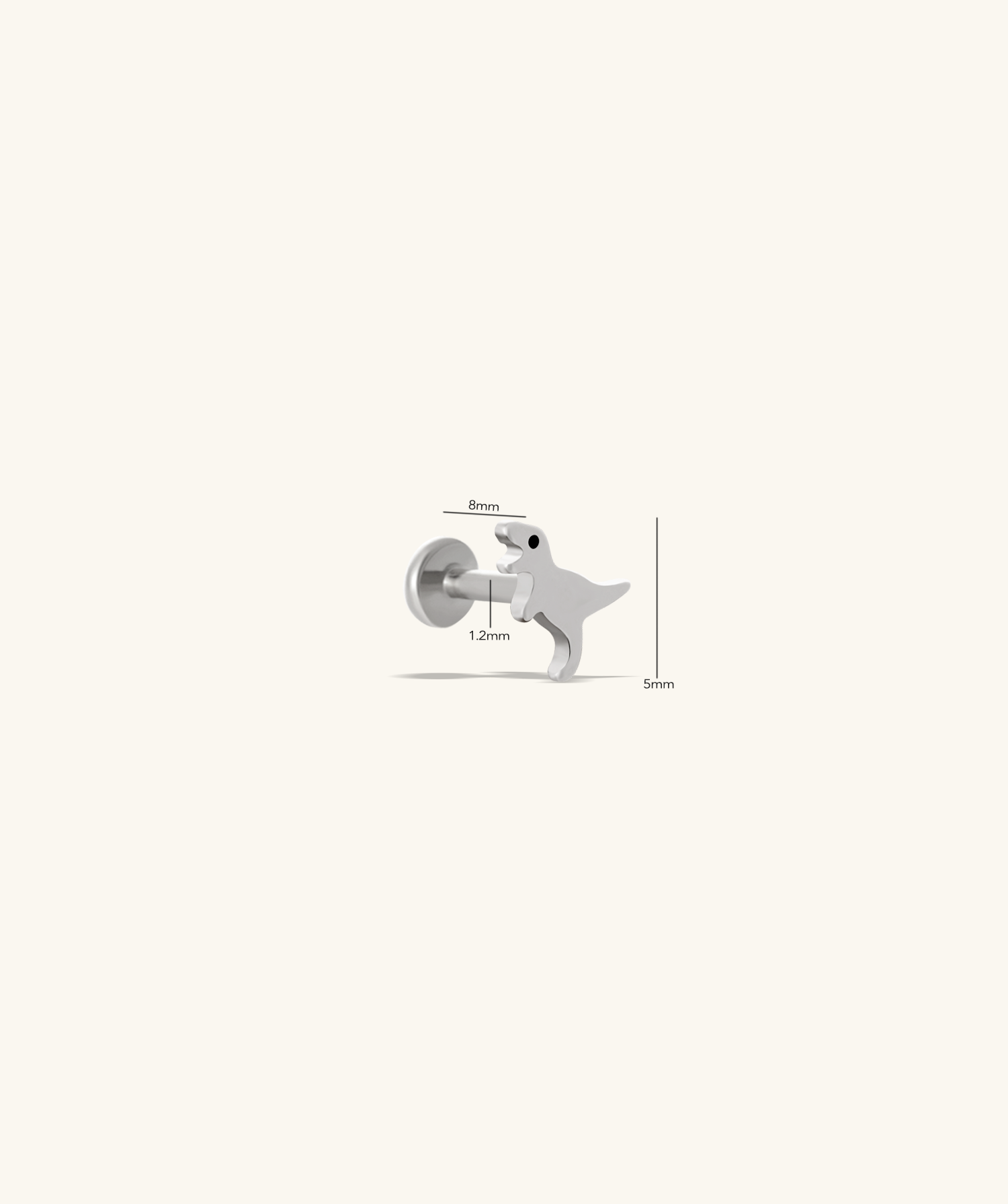 Titanium Dinosaur Flatback Stud - OumoJewelry