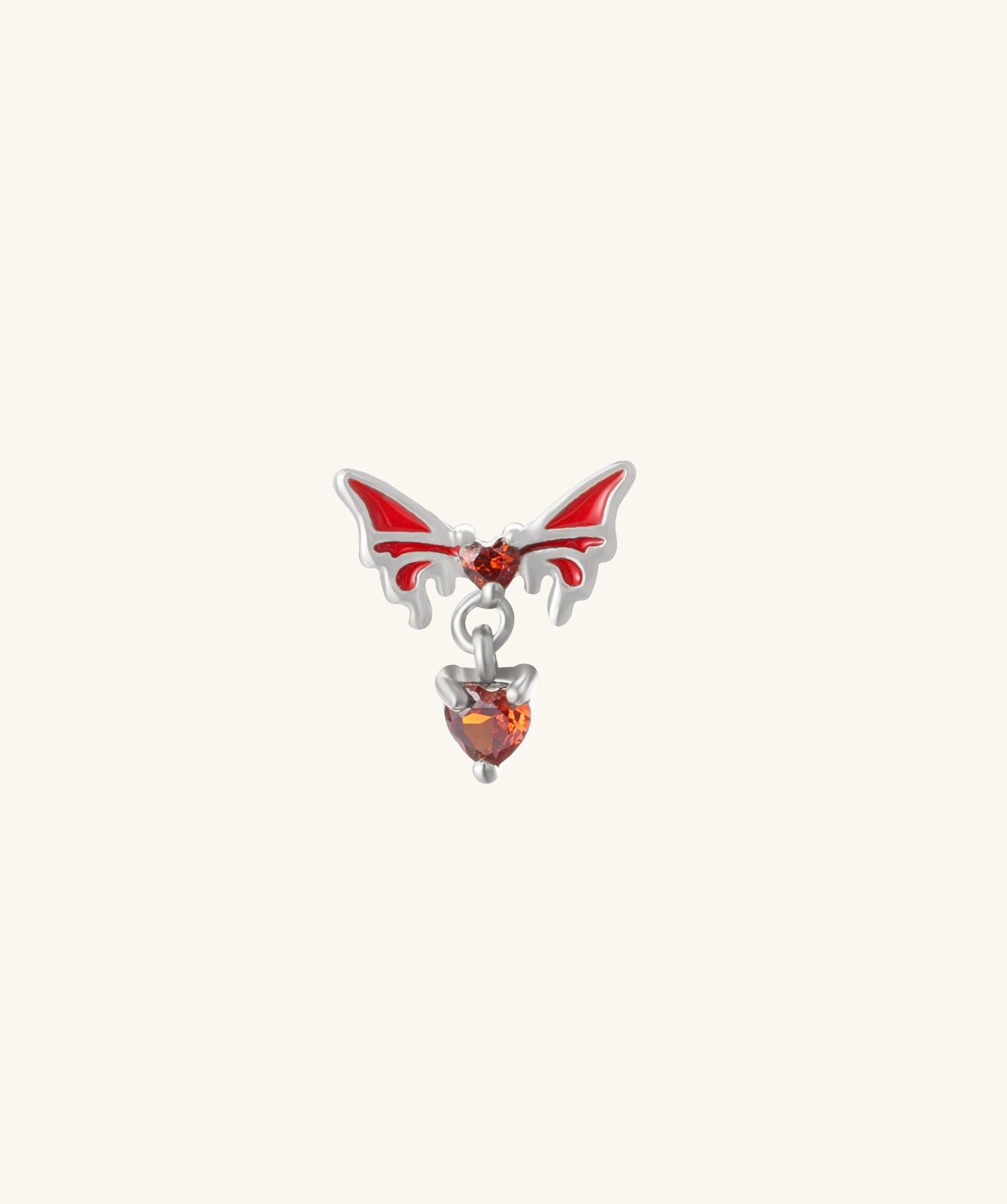 Enamel Butterfly Heart Flatback Drop - OumoJewelry