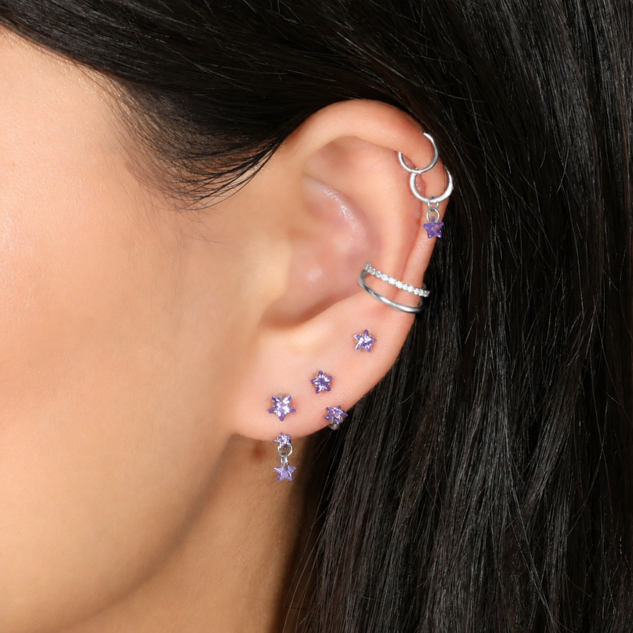Purple Star Ear Stack Set