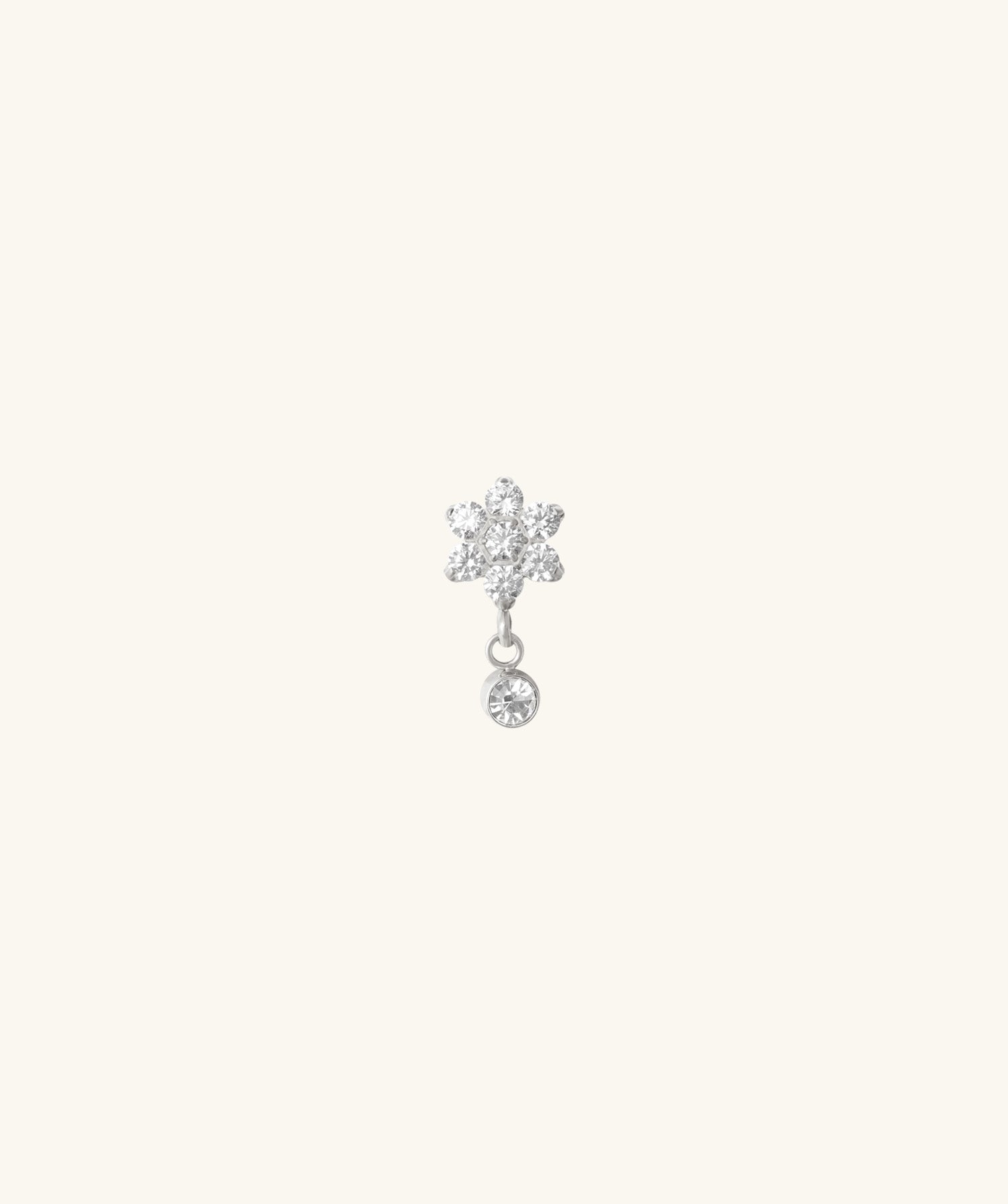 Titanium Flower Gem Flatback Drop - OumoJewelry