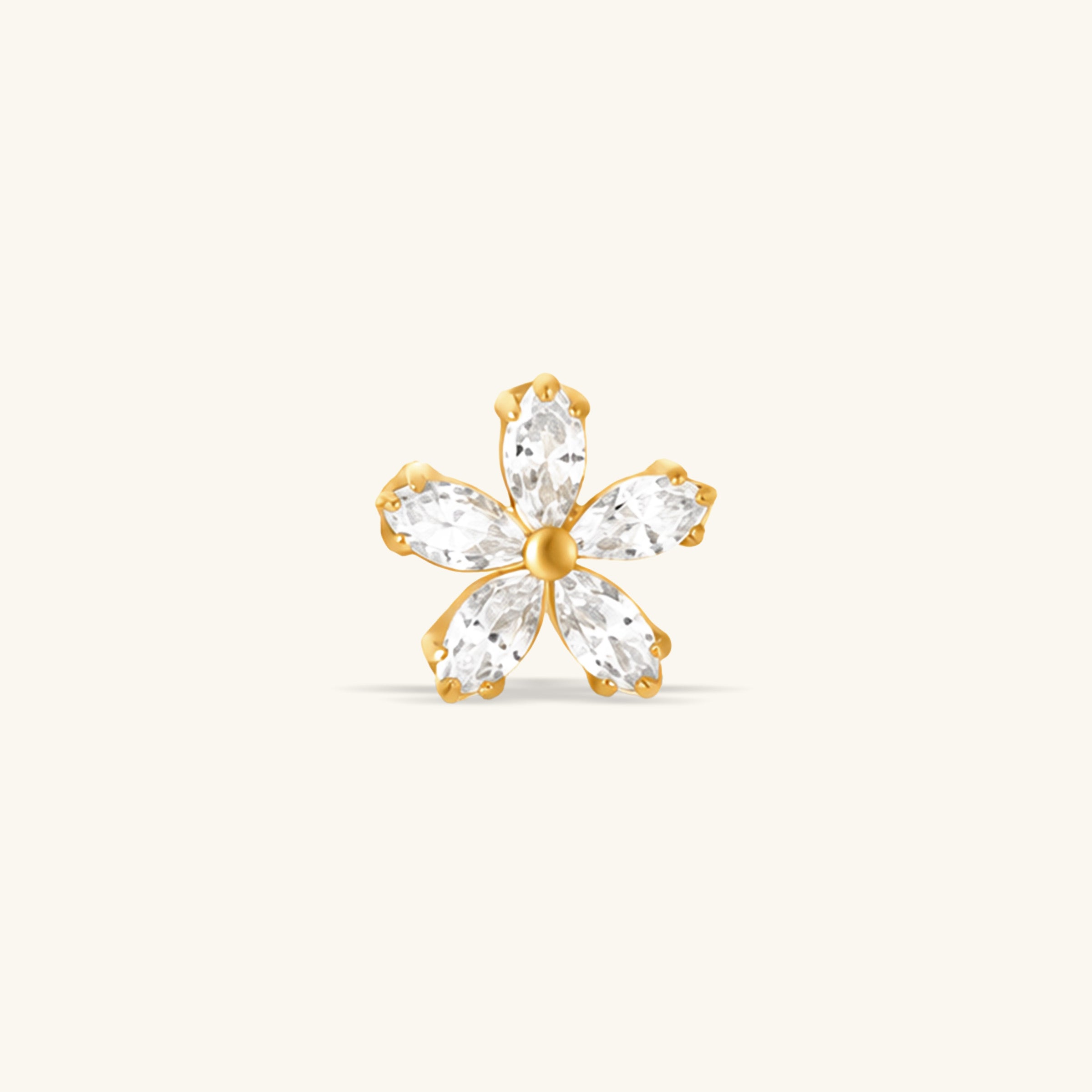 Titanium Dazzling Flower Flatback Stud