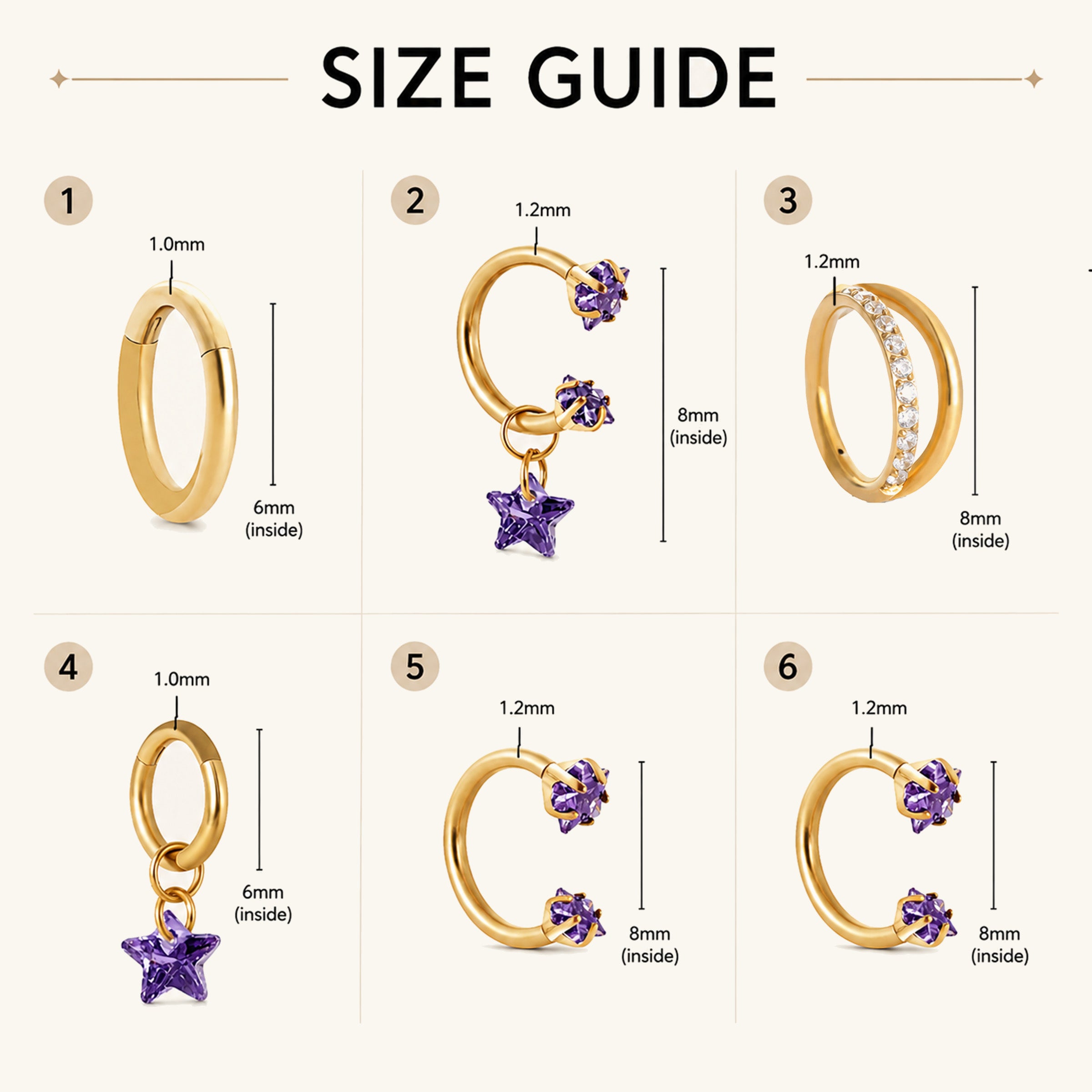 Purple Star Ear Stack Set