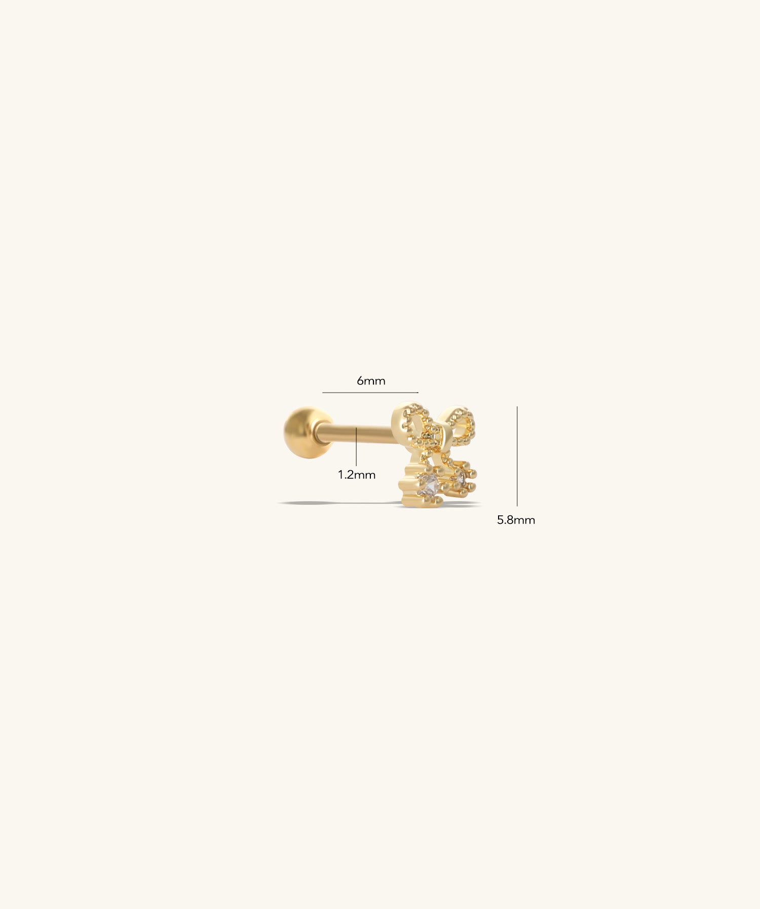 Twinkle Bow Stud - Stainless Steel - Upper Lobe, Helix - Oumo Jewelry