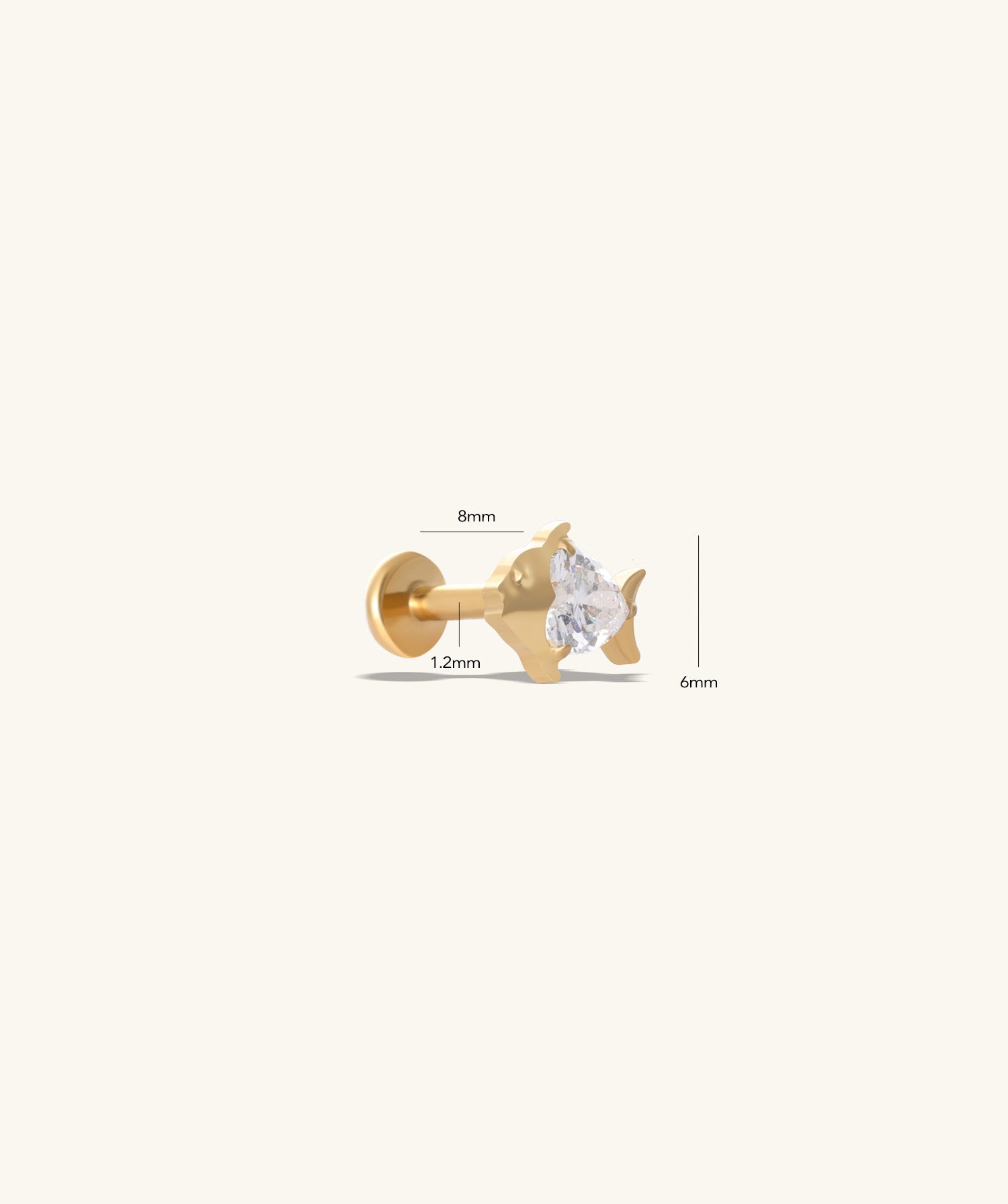 Titanium Love Fish Flatback Stud