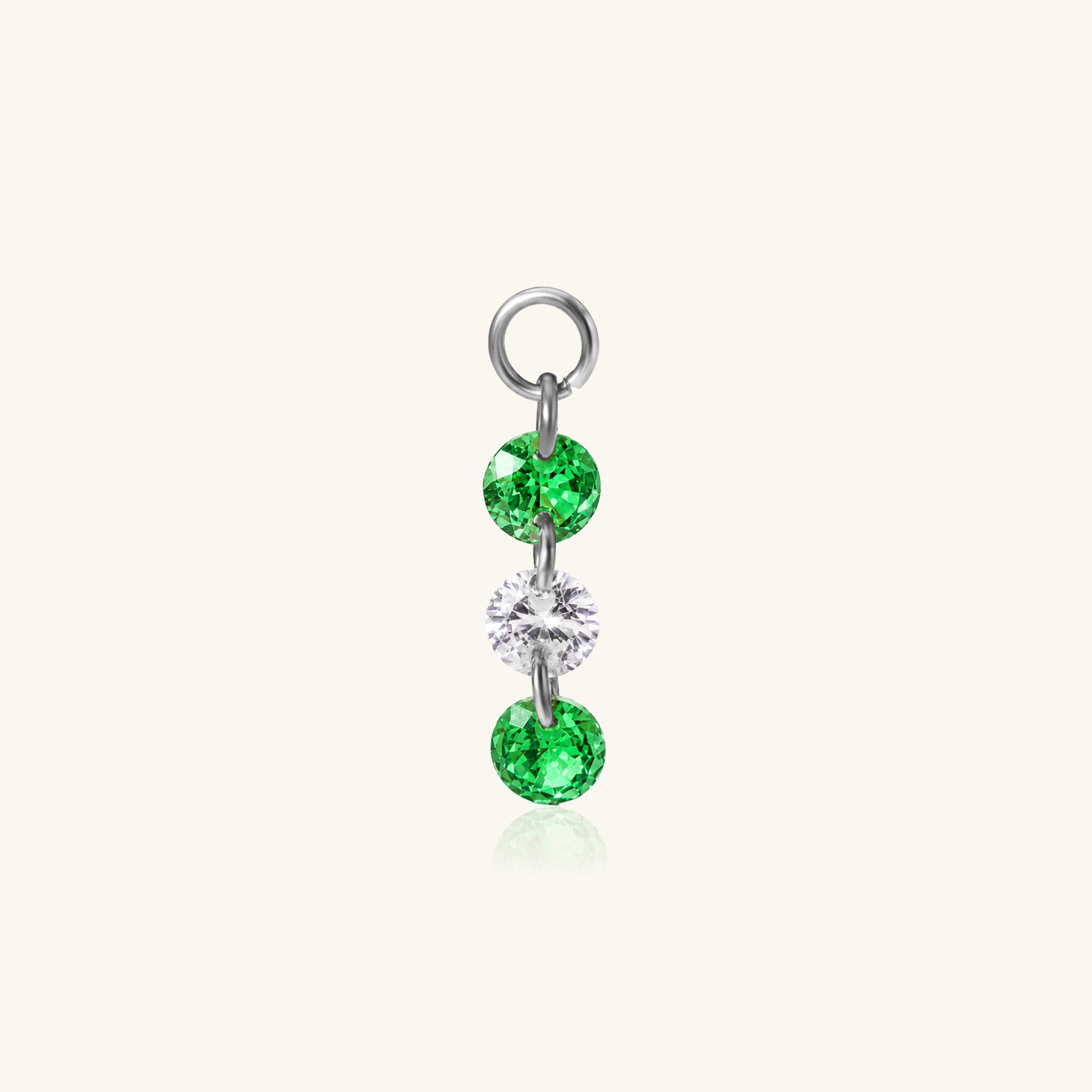 Three Round CZ Charm Drop - OumoJewelry