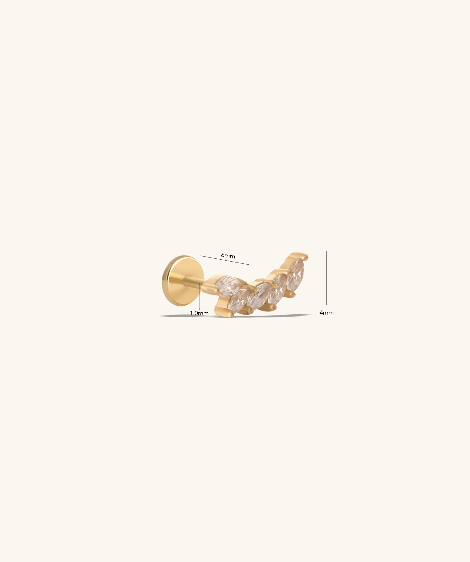 Titanium Marquise Curve Flatback Stud