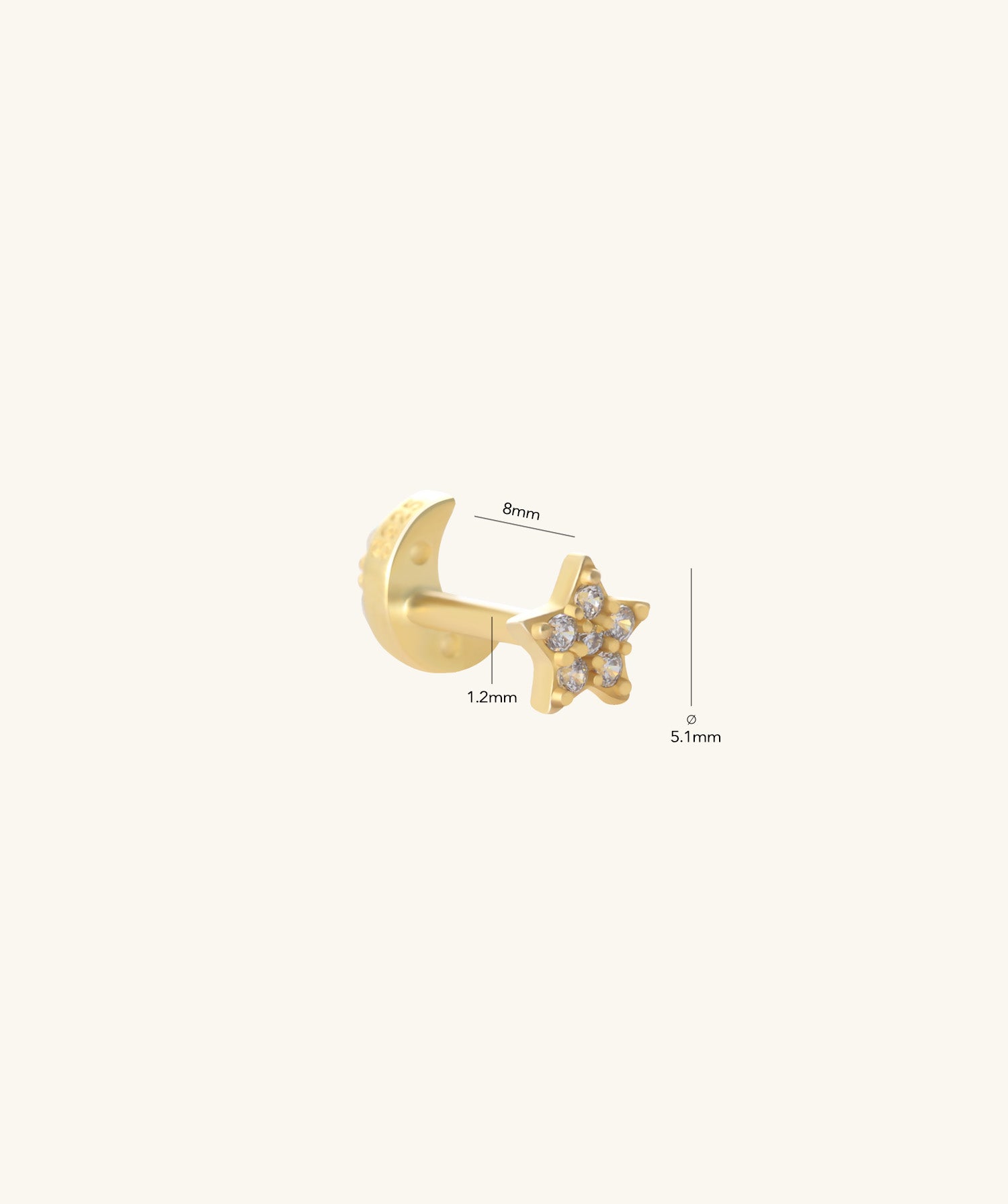 Moon Star Reversible Flatback Stud - OumoJewelry