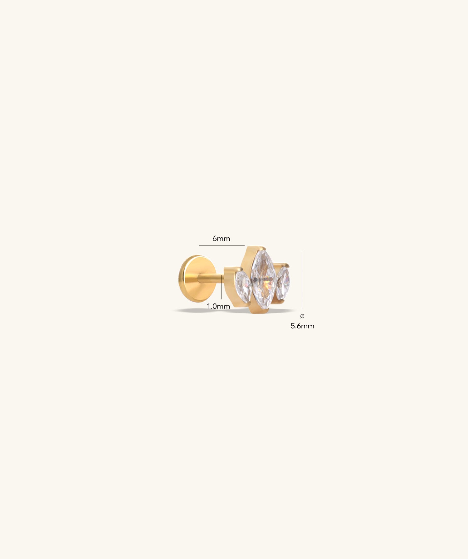 Titanium Trinity Marquise Stud - OumoJewelry