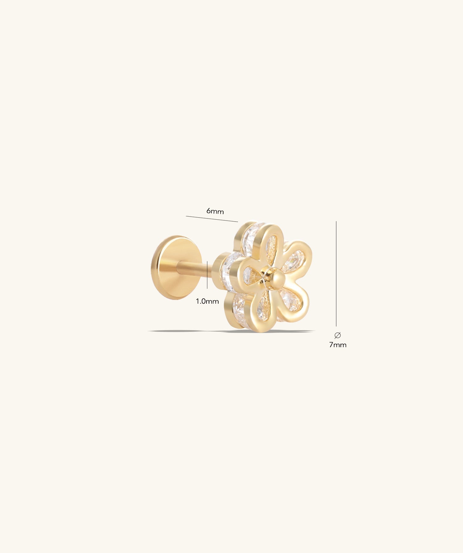 Shiny Flower Flatback Stud - OumoJewelry