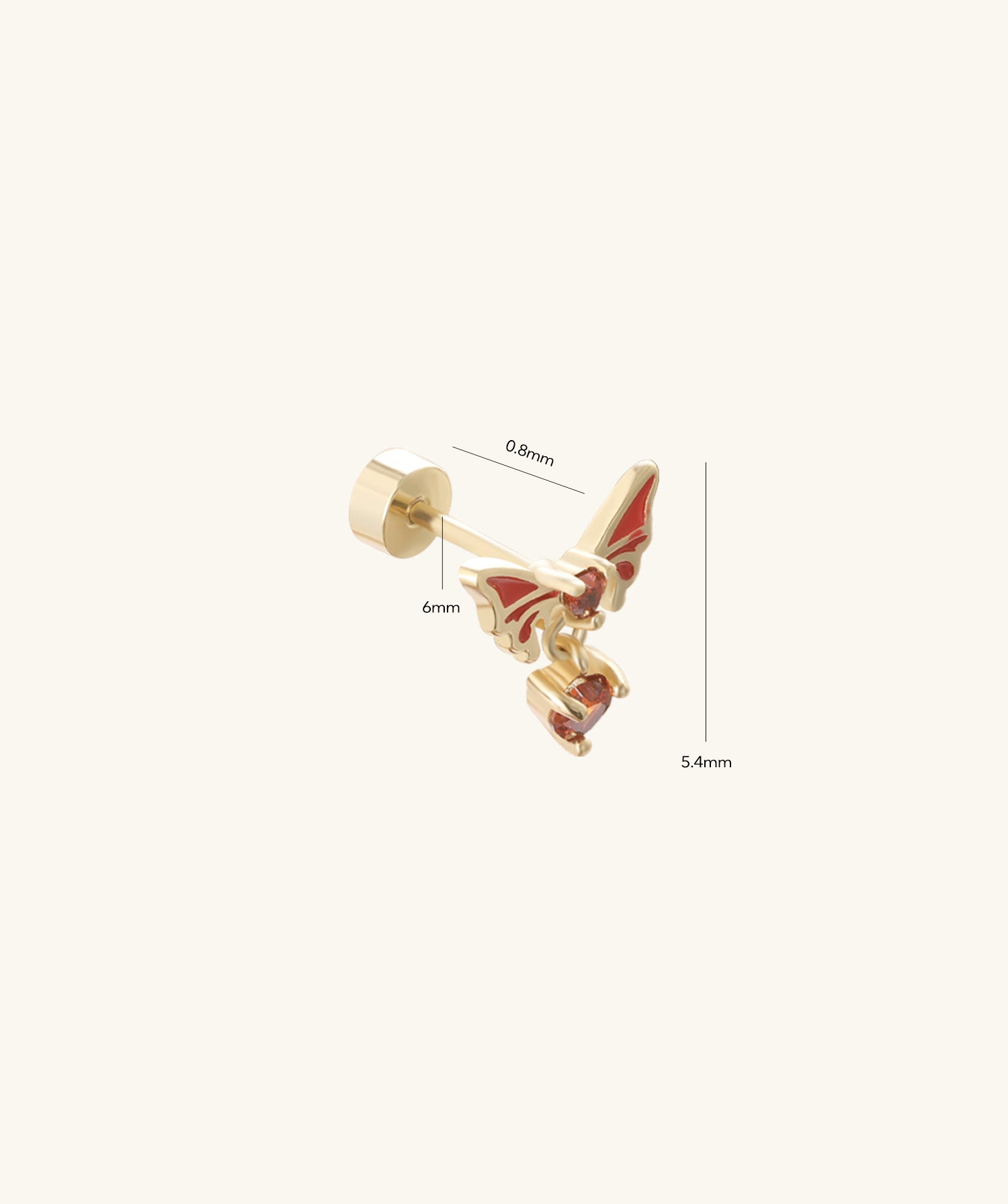 Enamel Butterfly Heart Flatback Drop