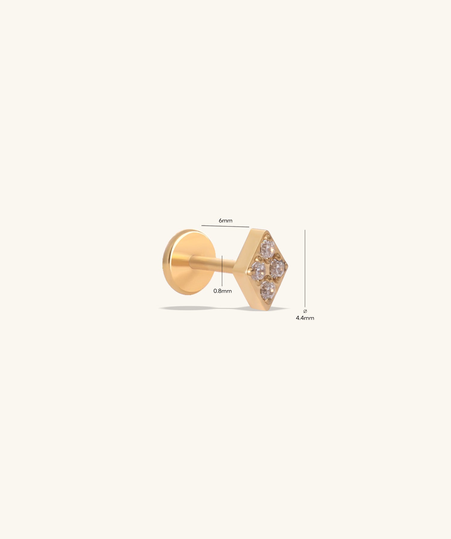 Titanium Rhombus Flatback Stud - OumoJewelry