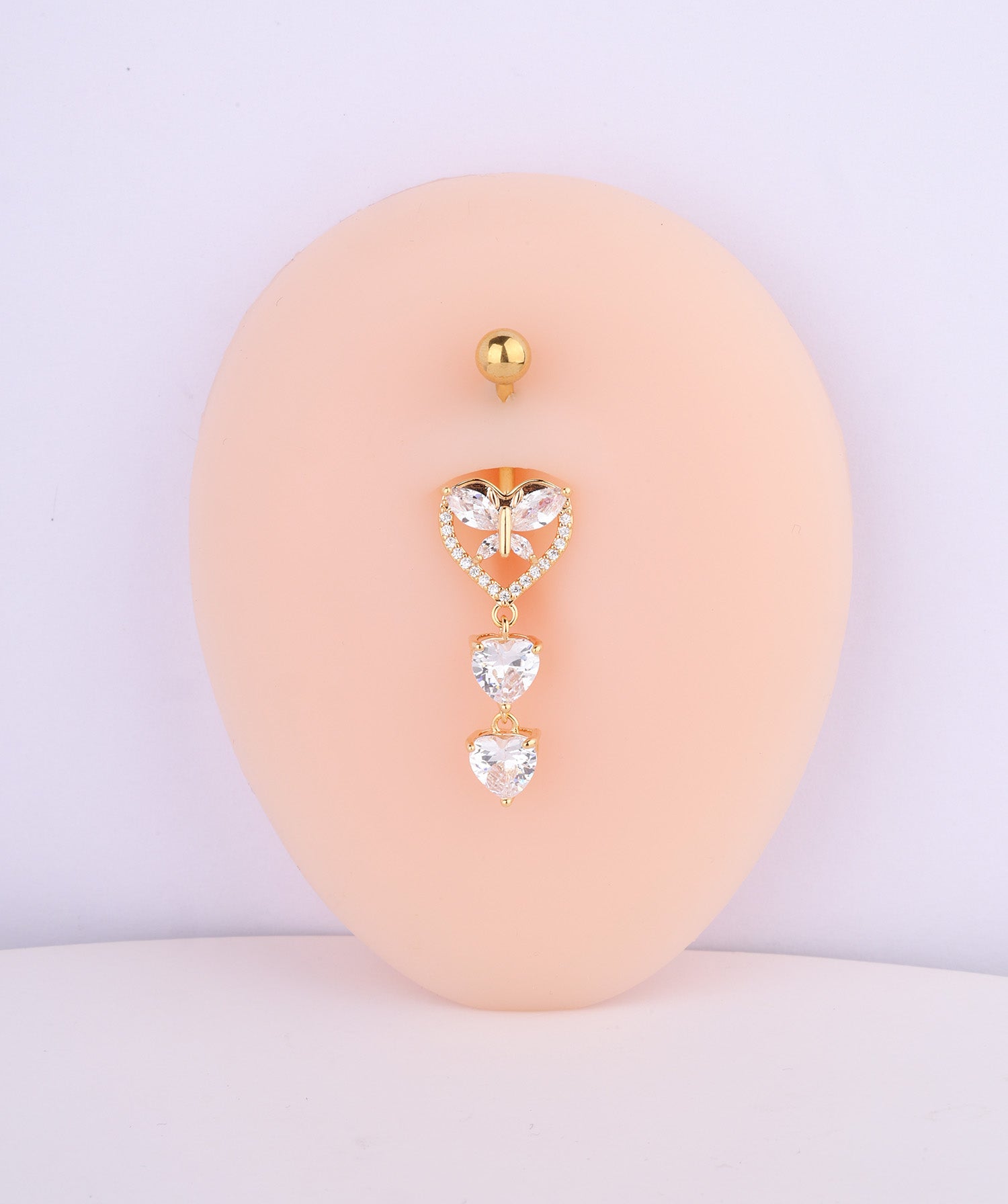 Shiny Heart Butterfly Belly Ring - OumoJewelry