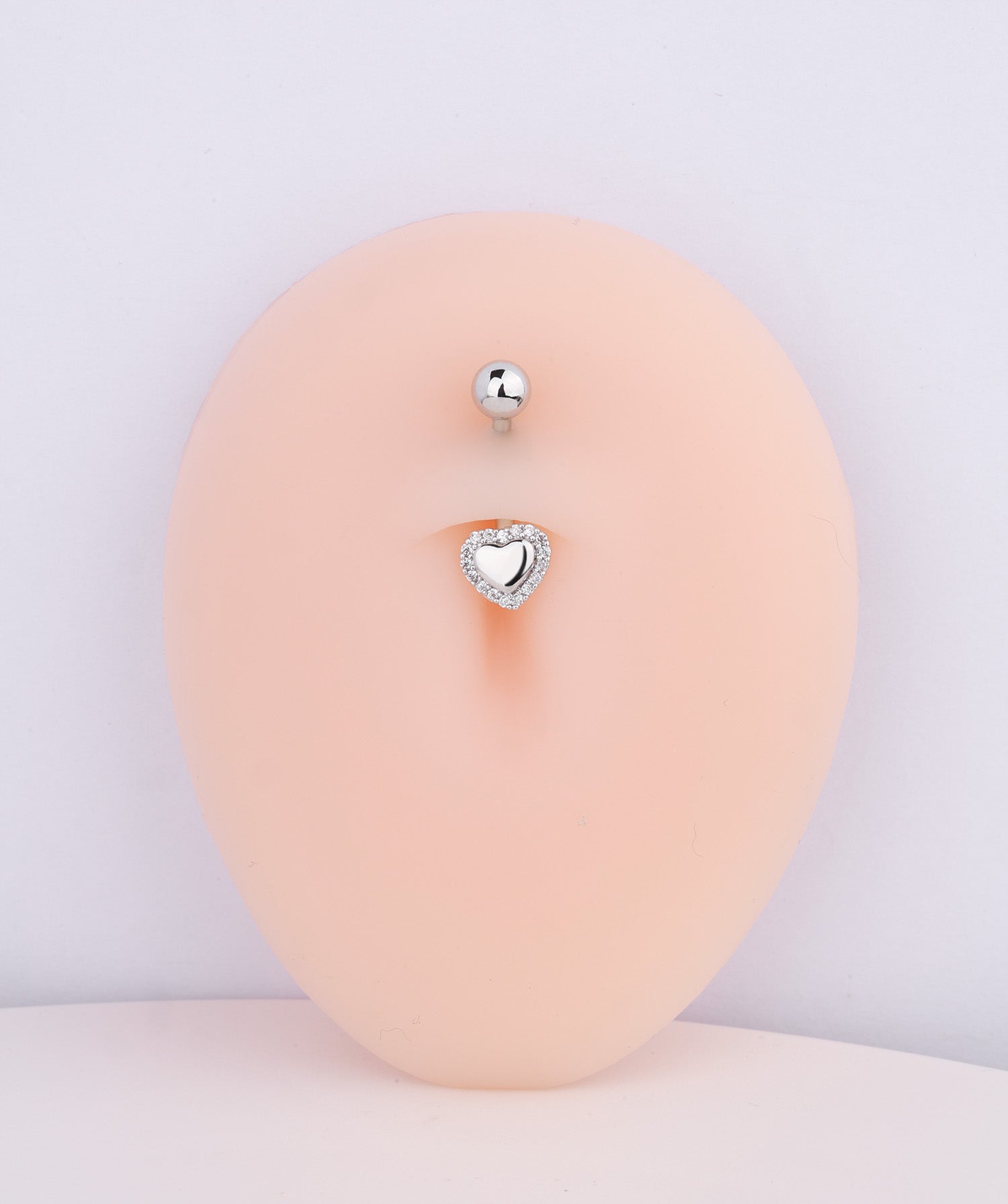 Gemstones Heart Belly Ring - Stainless Steel - Navel - Oumo Jewelry