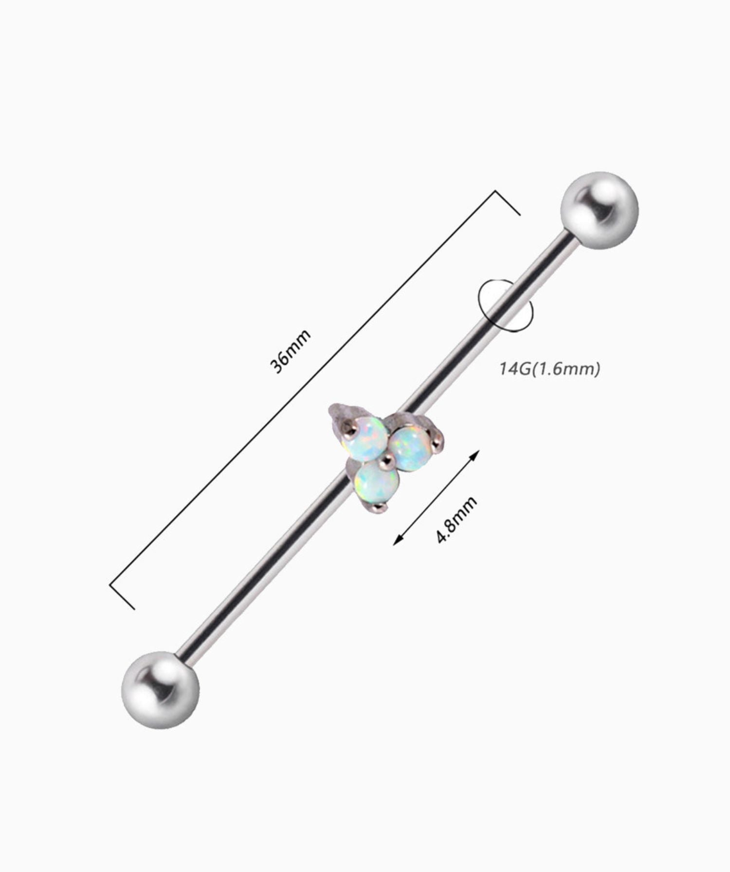 Titanium Opal Hazy Industrial Barbell - OumoJewelry