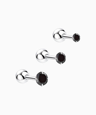 Black Gemstone Stud - OumoJewelry