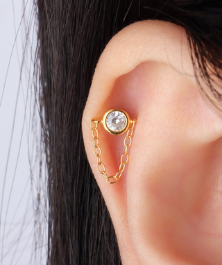 Sparkling Gemstone Chain Flatback Stud - OumoJewelry