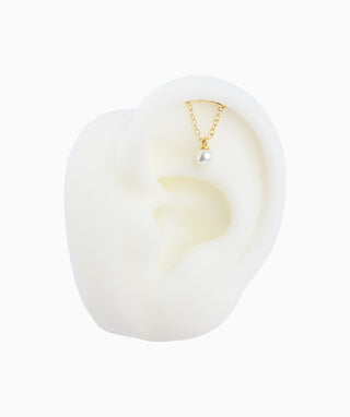 Pearl Chain Hidden Helix Flatback Stud - OumoJewelry