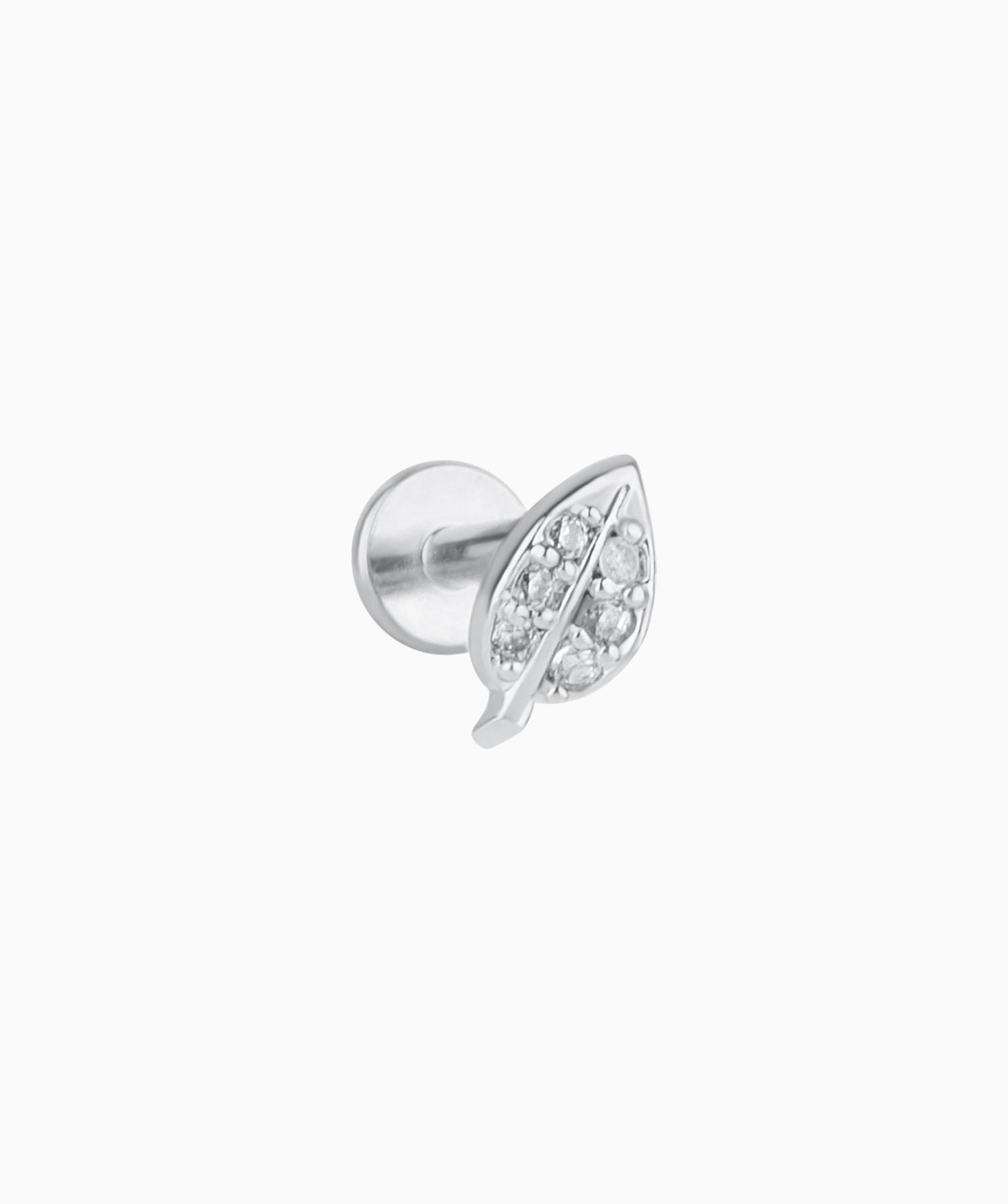 Gem Leaf Flatback Stud - OumoJewelry