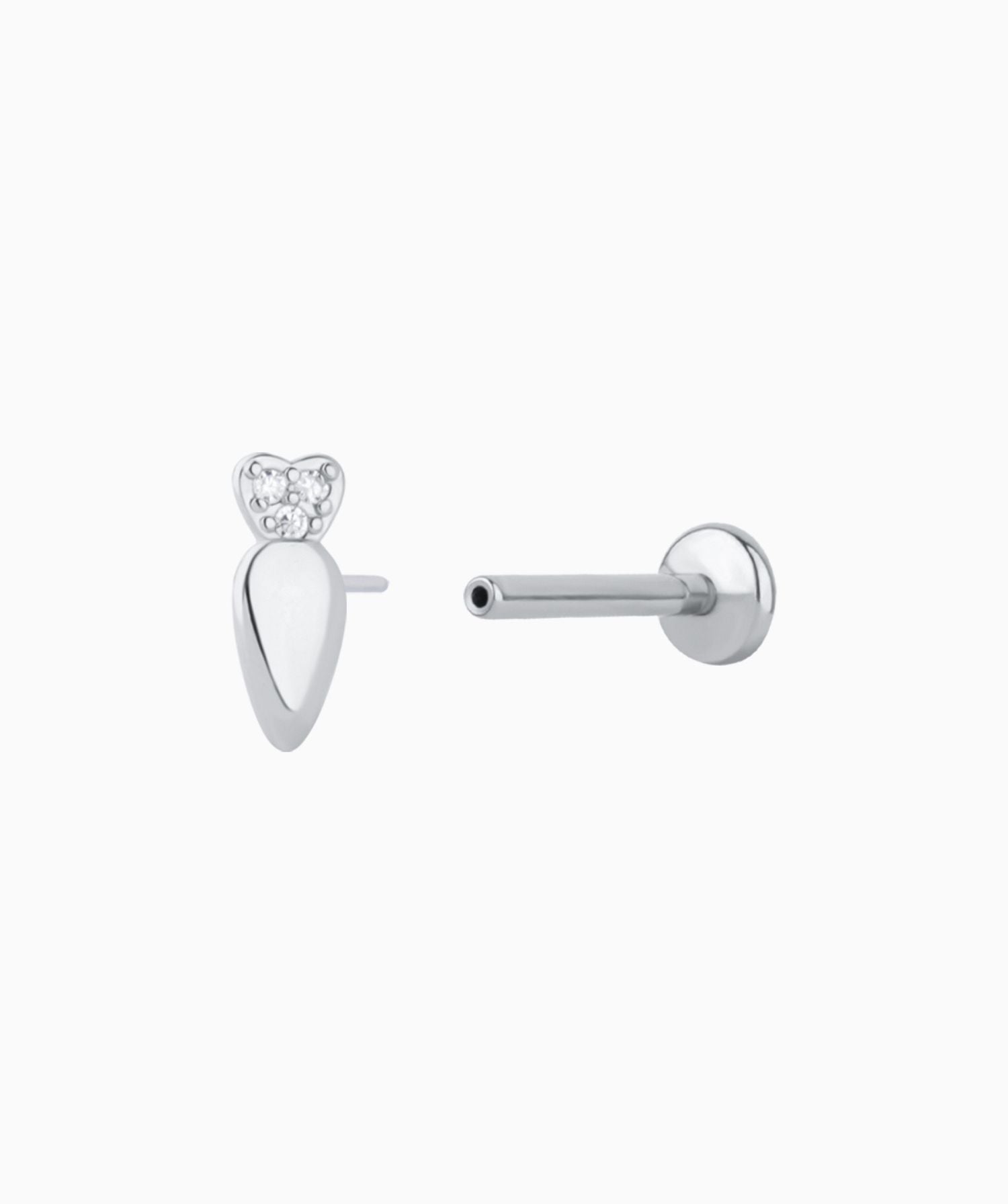 Titanium Cute Radish Flatback Stud - Titanium - Helix, Flat, Upper Lobe - Oumo Jewelry