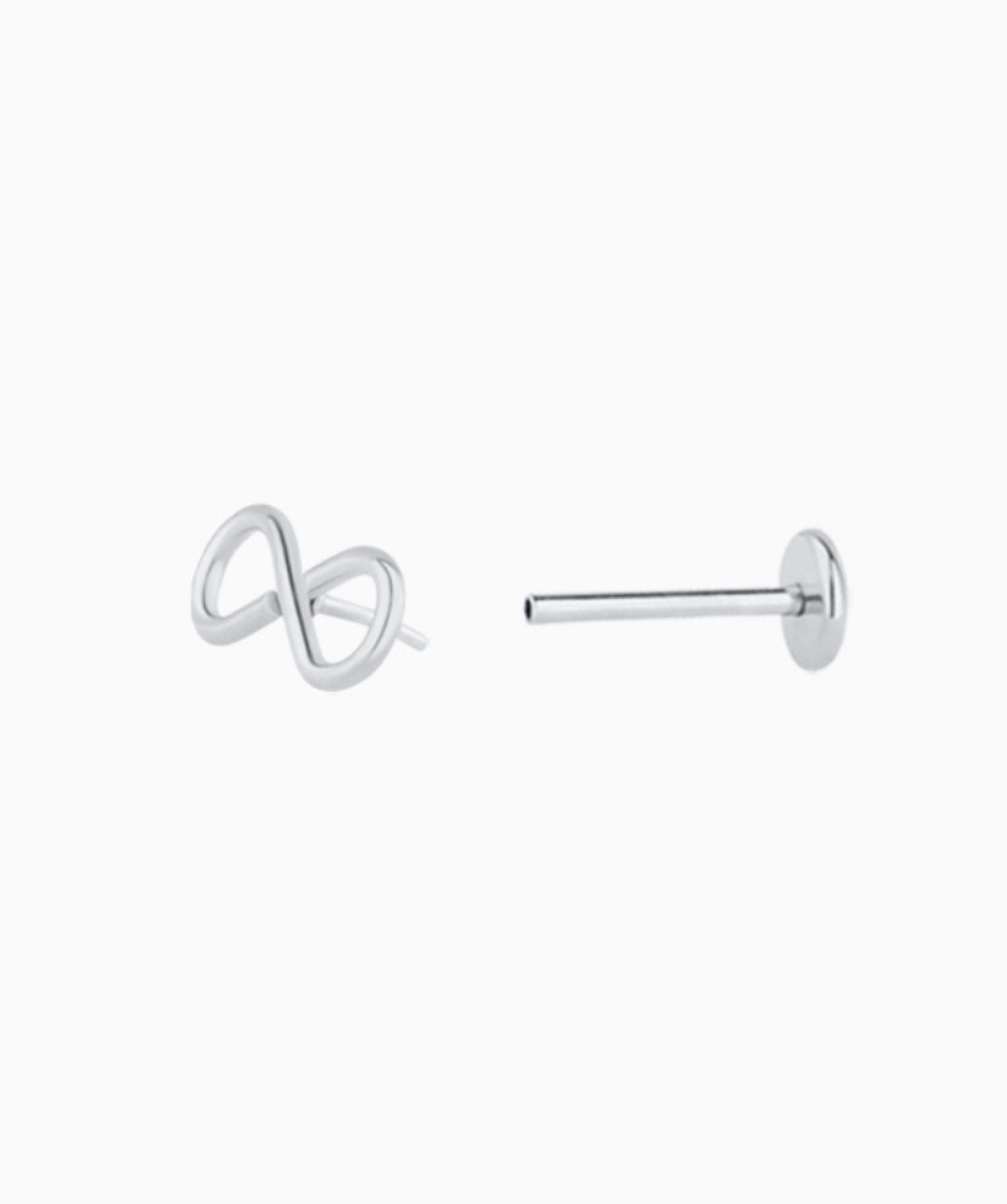 Infinite Flatback Stud - Stainless Steel - Helix, Upper Lobe, Flat - Oumo Jewelry