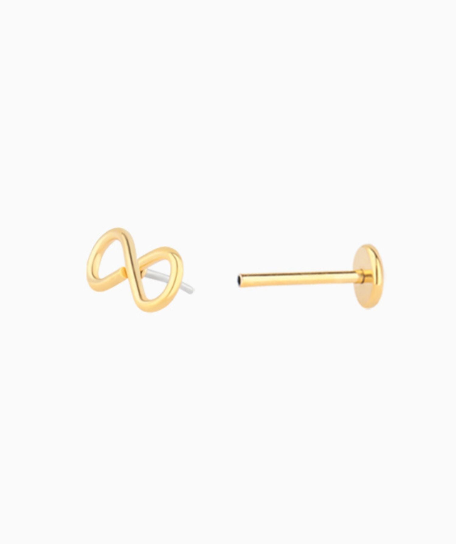 Infinite Flatback Stud - Stainless Steel - Helix, Upper Lobe, Flat - Oumo Jewelry