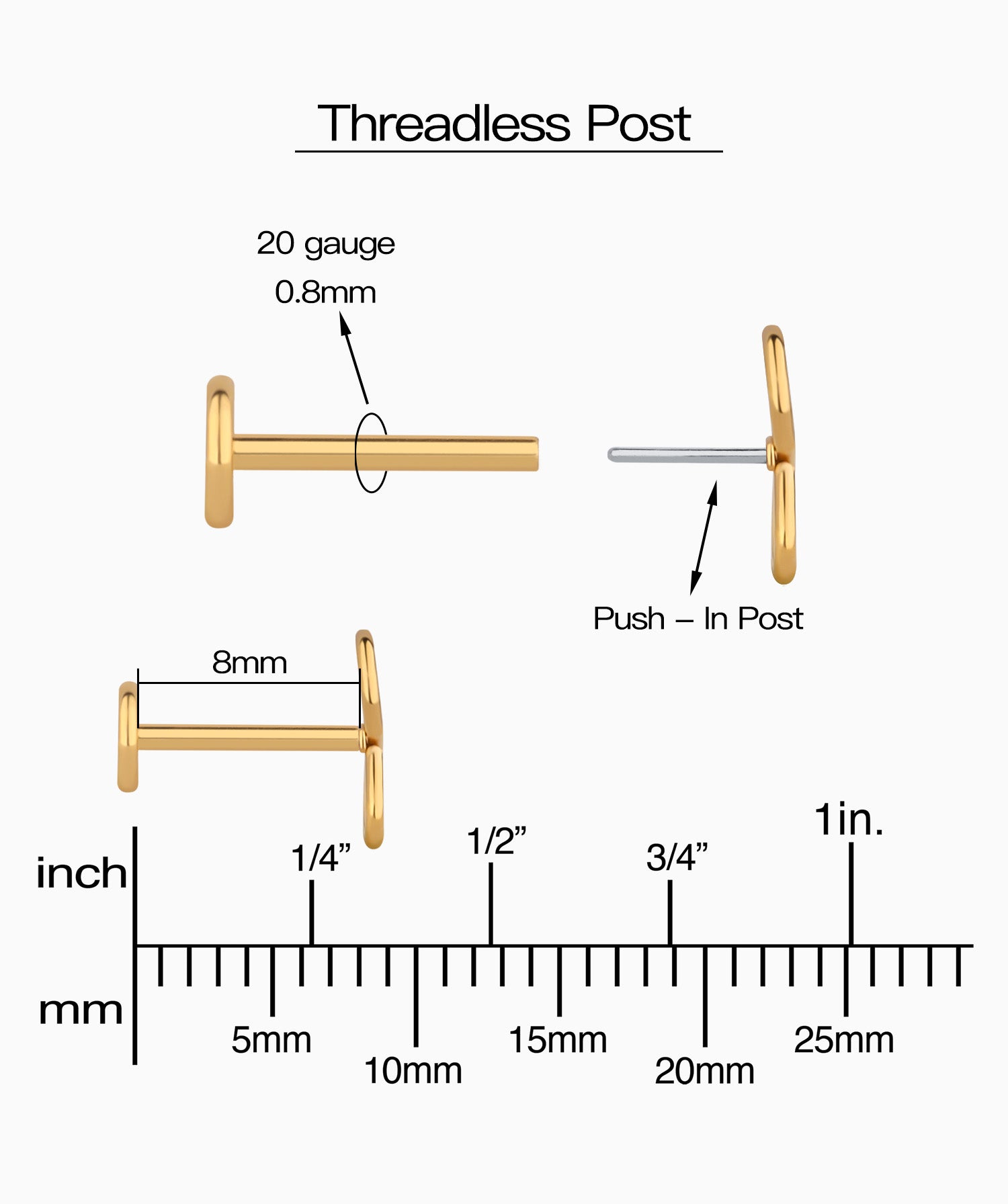 Infinite Flatback Stud - Stainless Steel - Helix, Upper Lobe, Flat - Oumo Jewelry