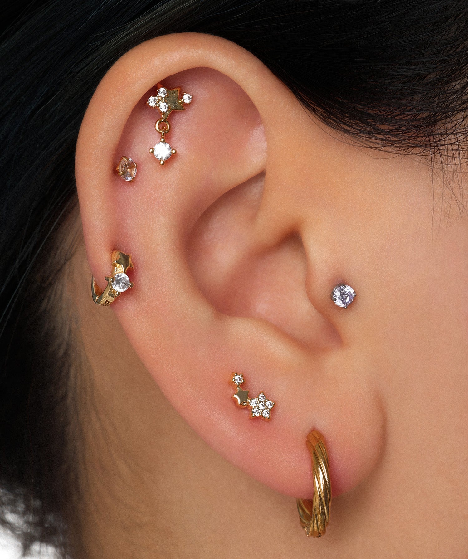 Petite Star Helix Hoop