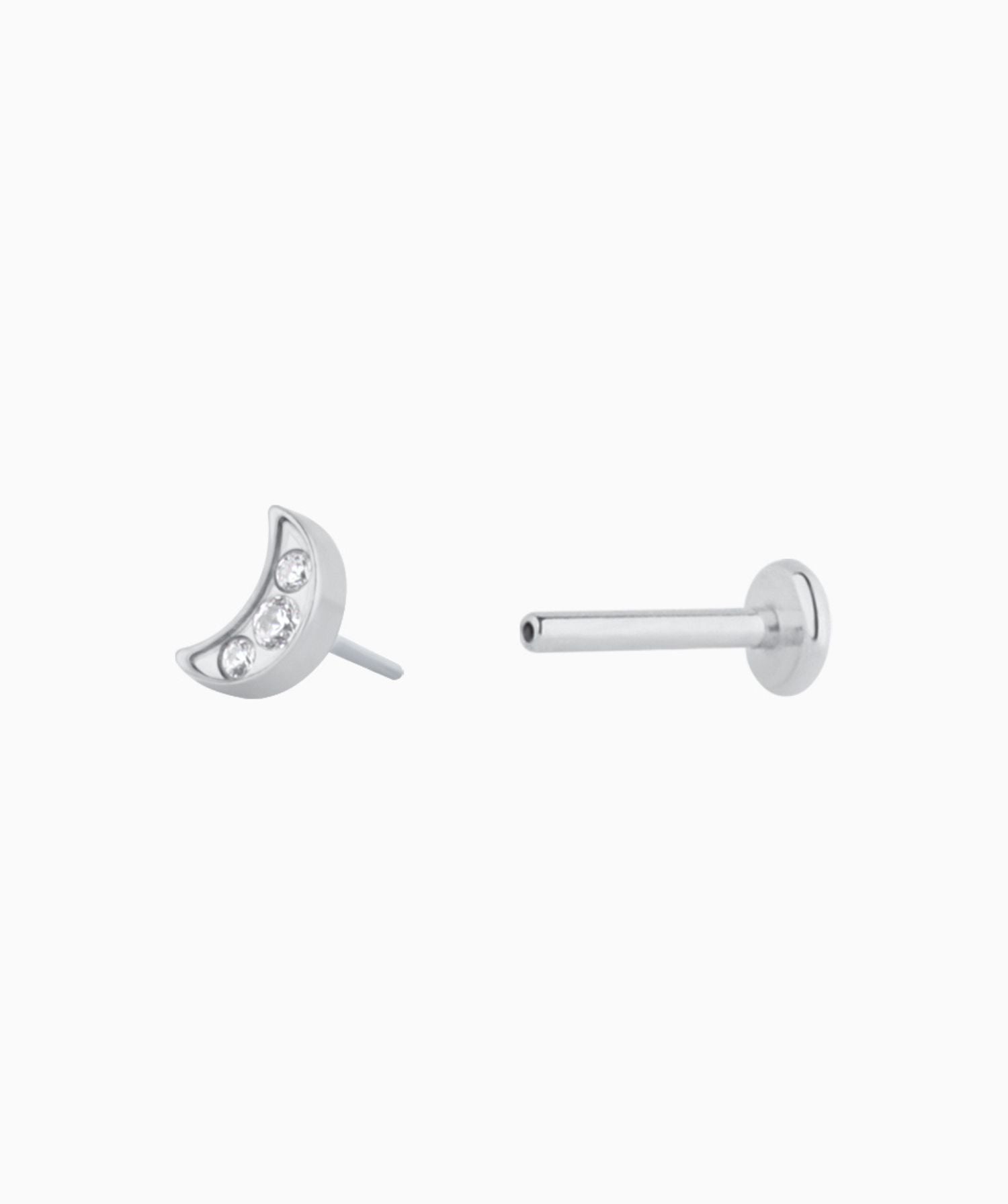 Titanium Moon Flatback Stud - OumoJewelry