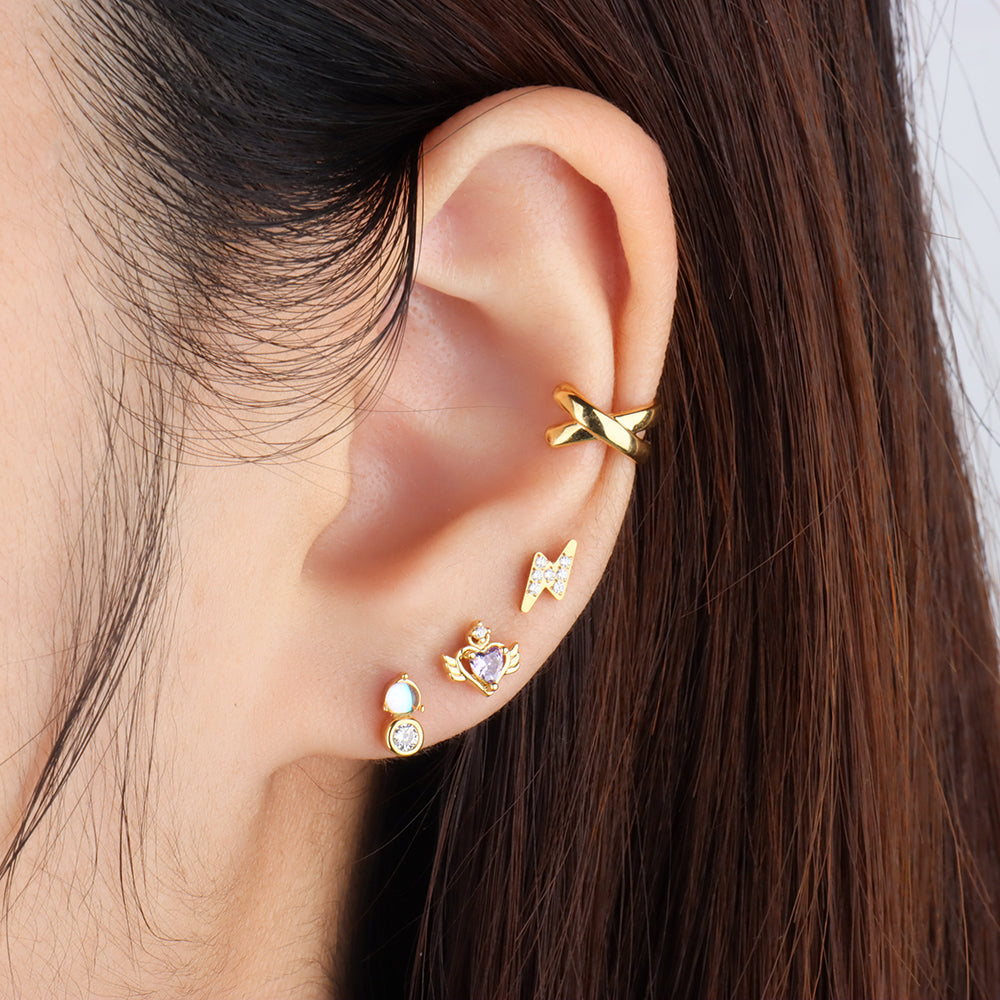 Flying Heart Stud - Stainless Steel - Upper Lobe, Helix - Oumo Jewelry