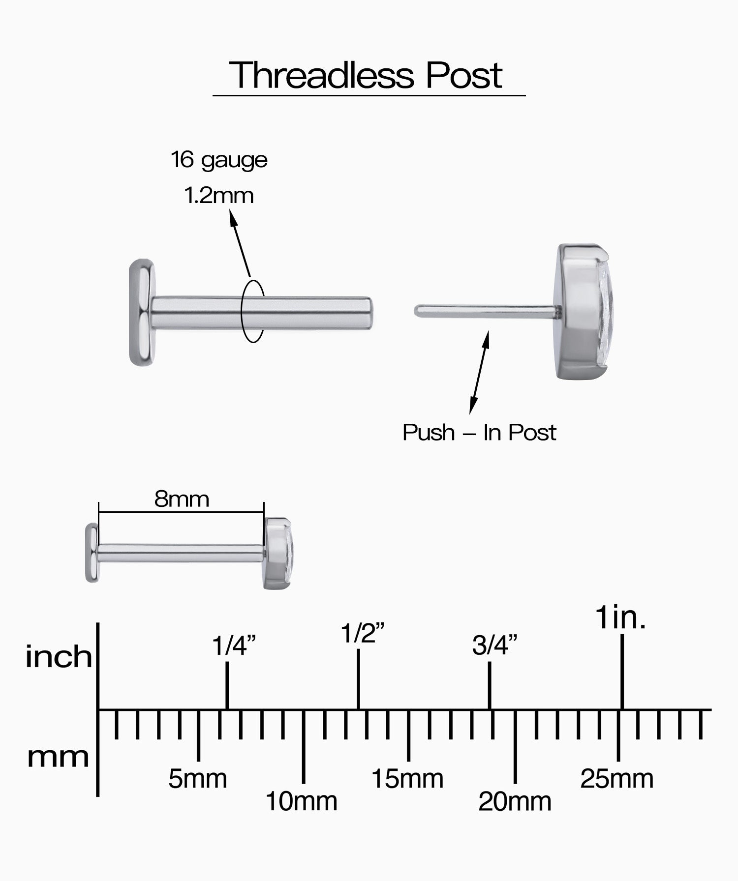 Titanium Marquise Flatback Stud - OumoJewelry