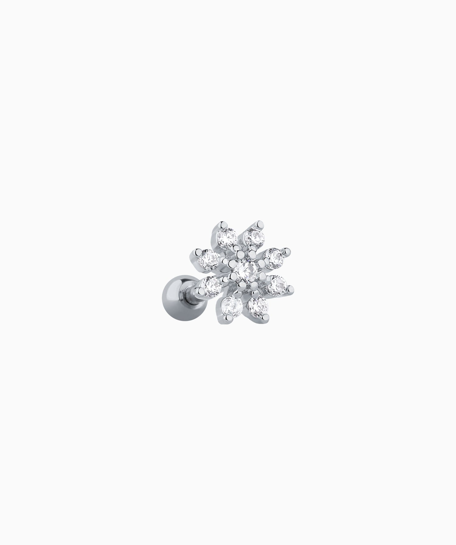 Sparkly Flower Stud - Stainless Steel - Upper Lobe, Helix - Oumo Jewelry