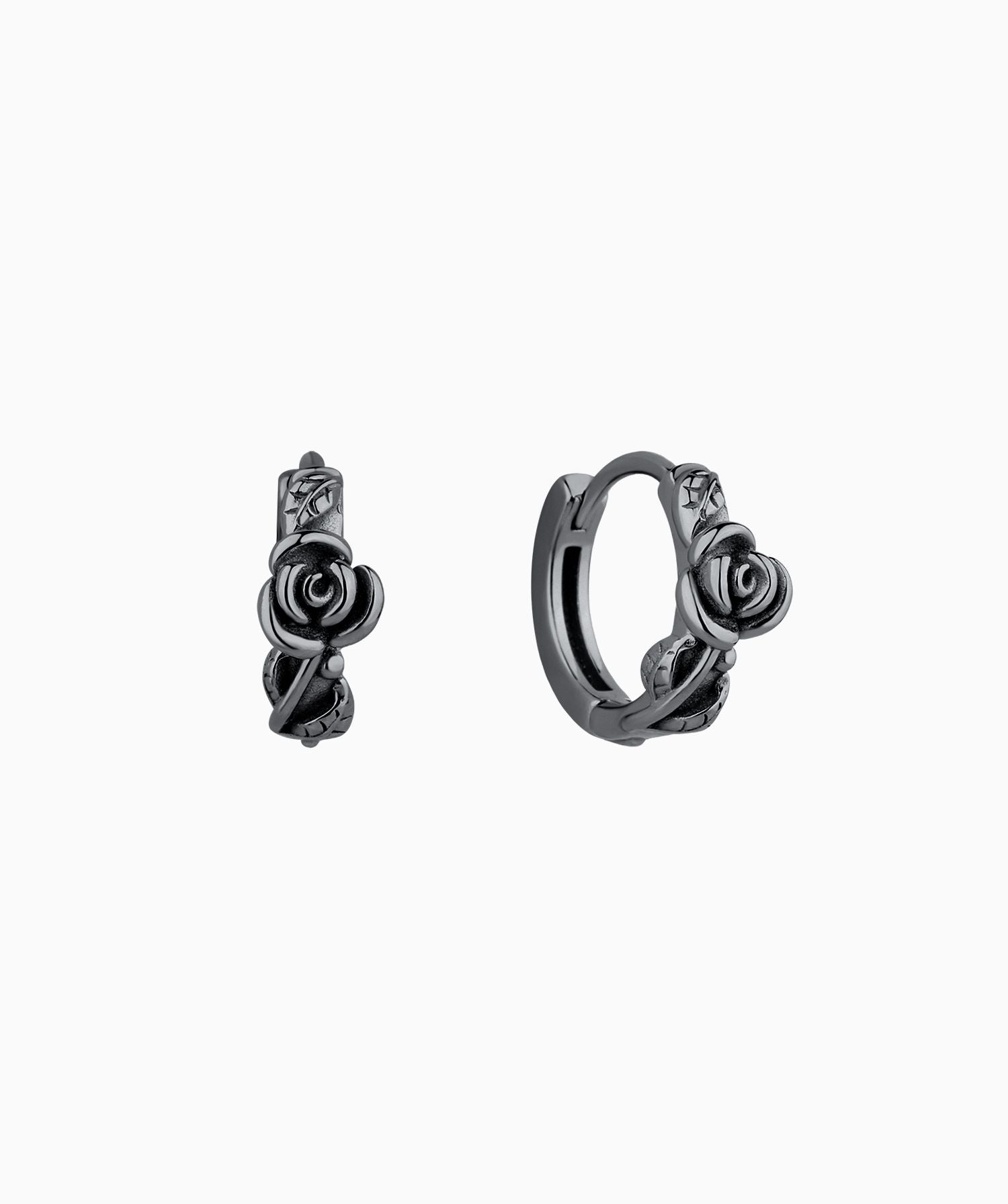 Vintage Rose Flower Hoops - Stainless Steel - Oumo Jewelry