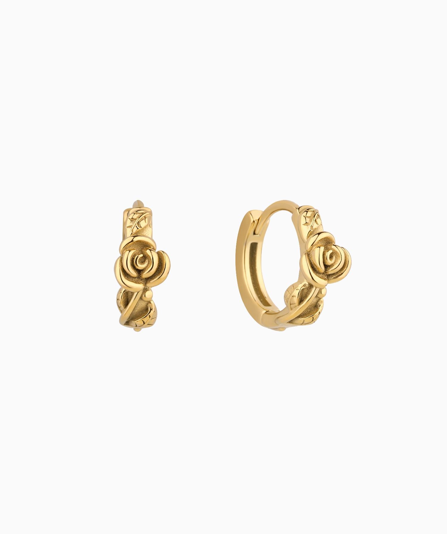 Vintage Rose Flower Hoops - Stainless Steel - Oumo Jewelry