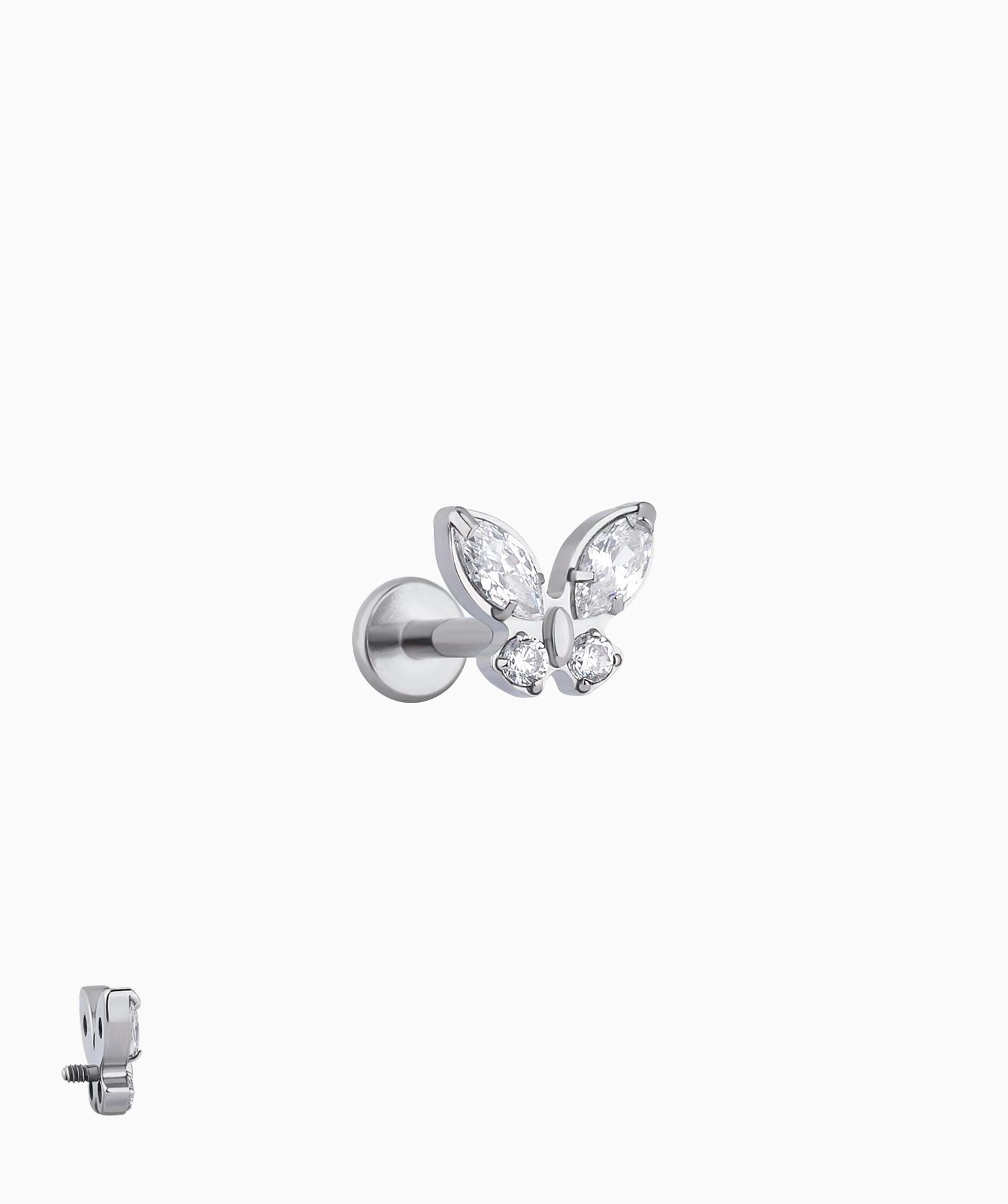 Titanium Shiny Butterfly Flatback Stud - OumoJewelry