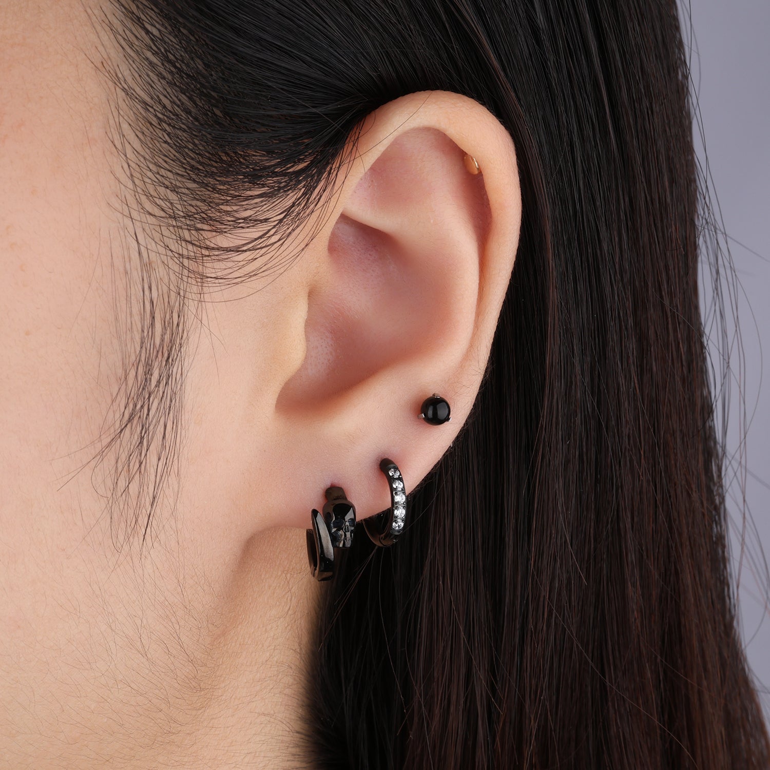 Skull Hoop Earrings - Stainless Steel - Oumo Jewelry