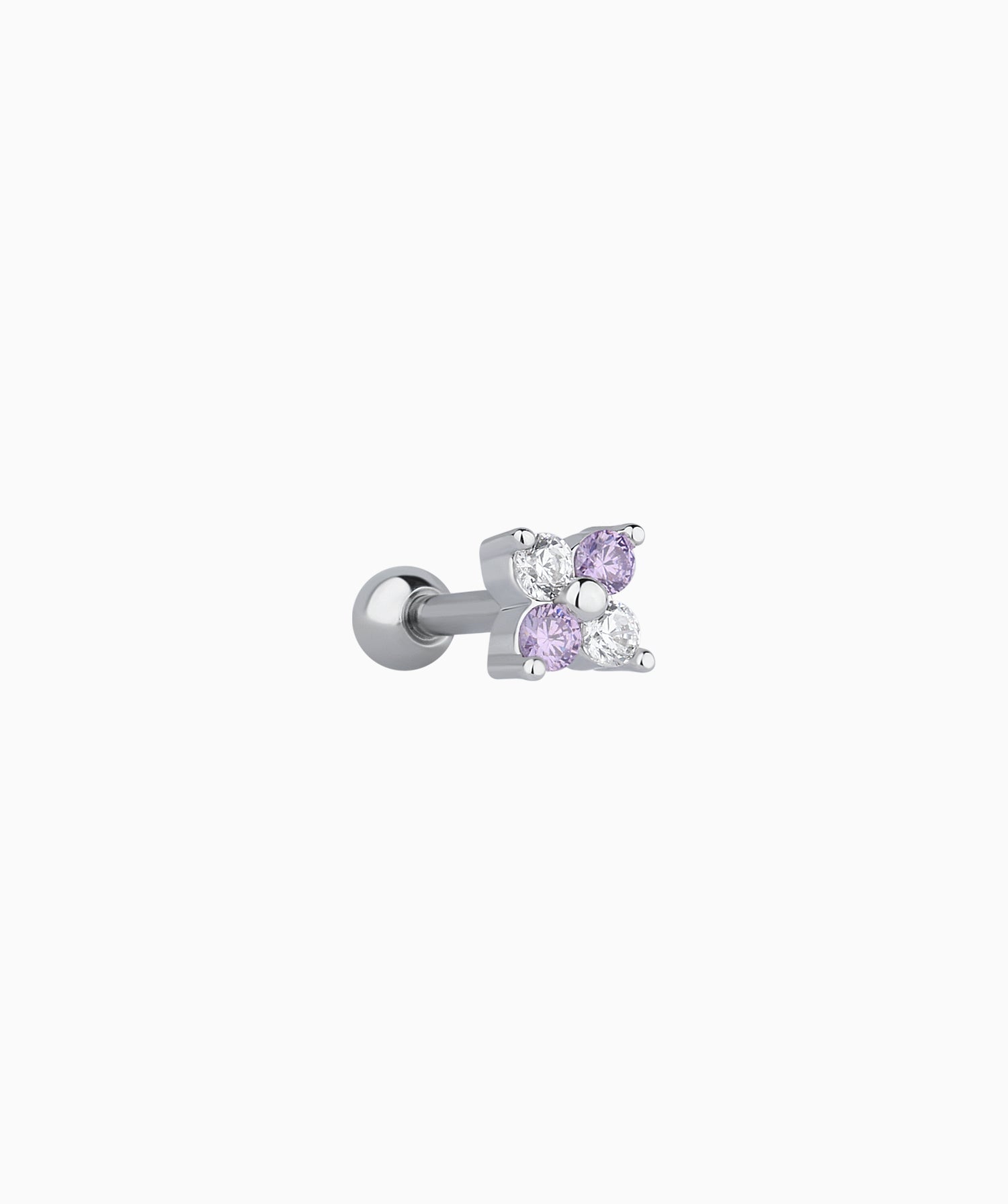 Charm Flower Stud - Stainless Steel - Upper Lobe, Helix, Flat - Oumo Jewelry