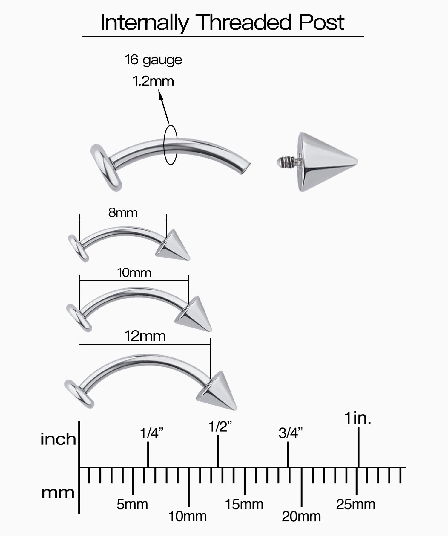 Titanium Cone Flatback Curved Barbell - OumoJewelry