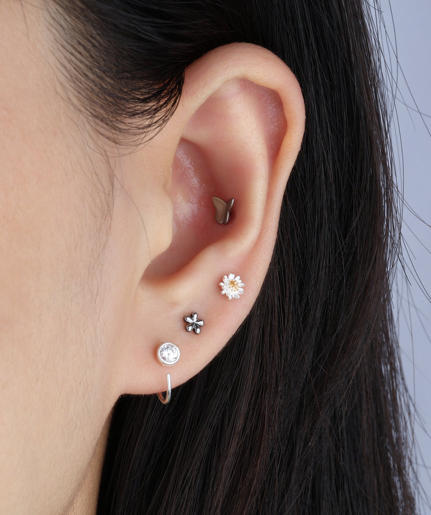 Titanium Simple Butterfly Flatback Stud - OumoJewelry