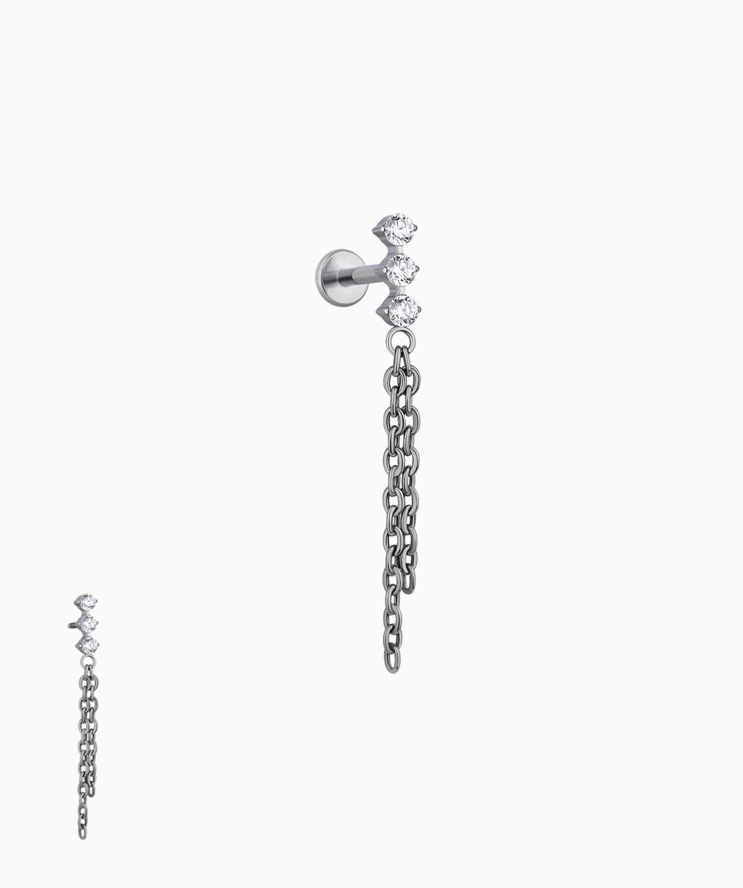 Titanium Gemstone Chain Flatback Drop - OumoJewelry