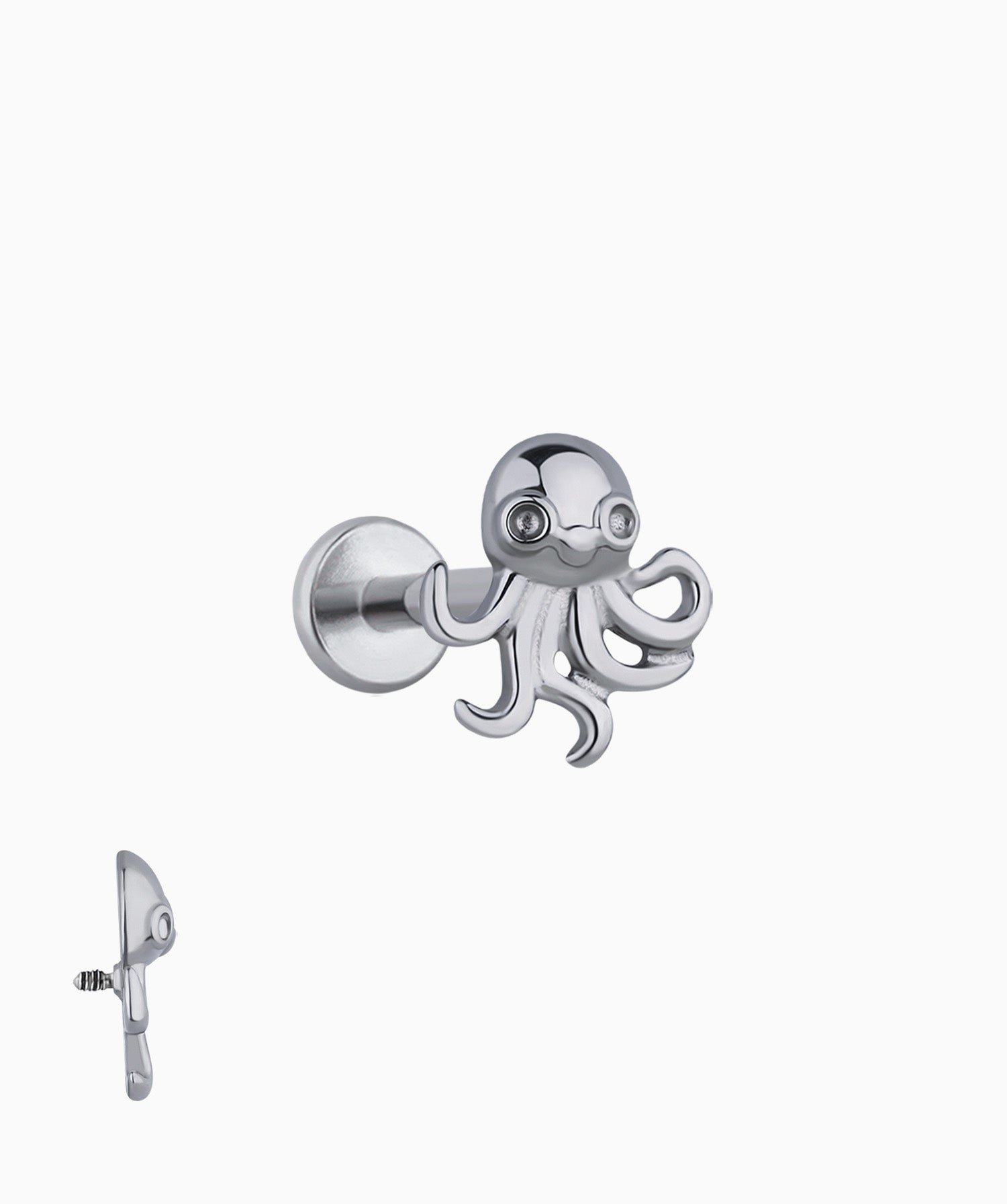 Titanium Octopus Flatback Stud - OumoJewelry
