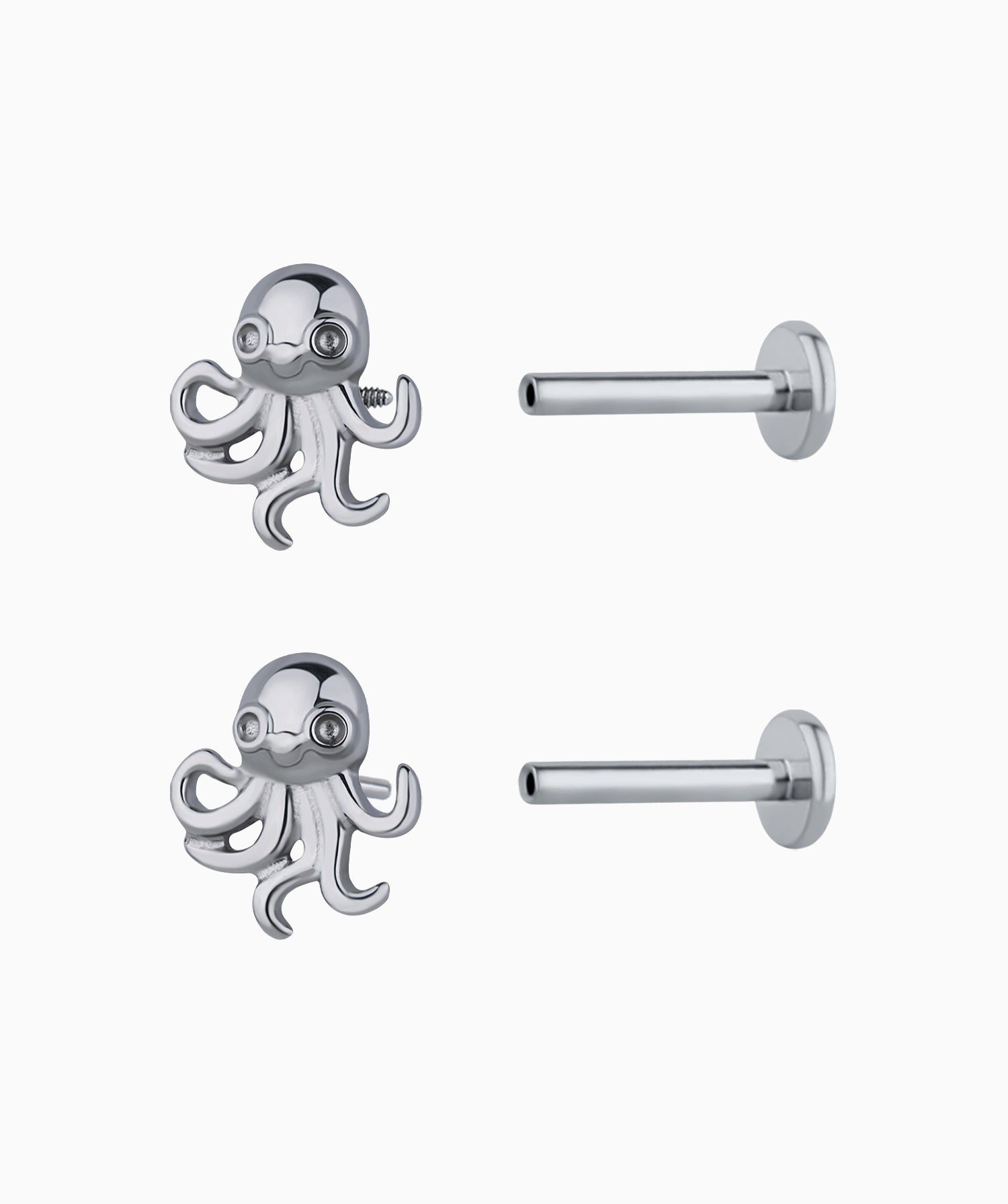 Titanium Octopus Flatback Stud - OumoJewelry