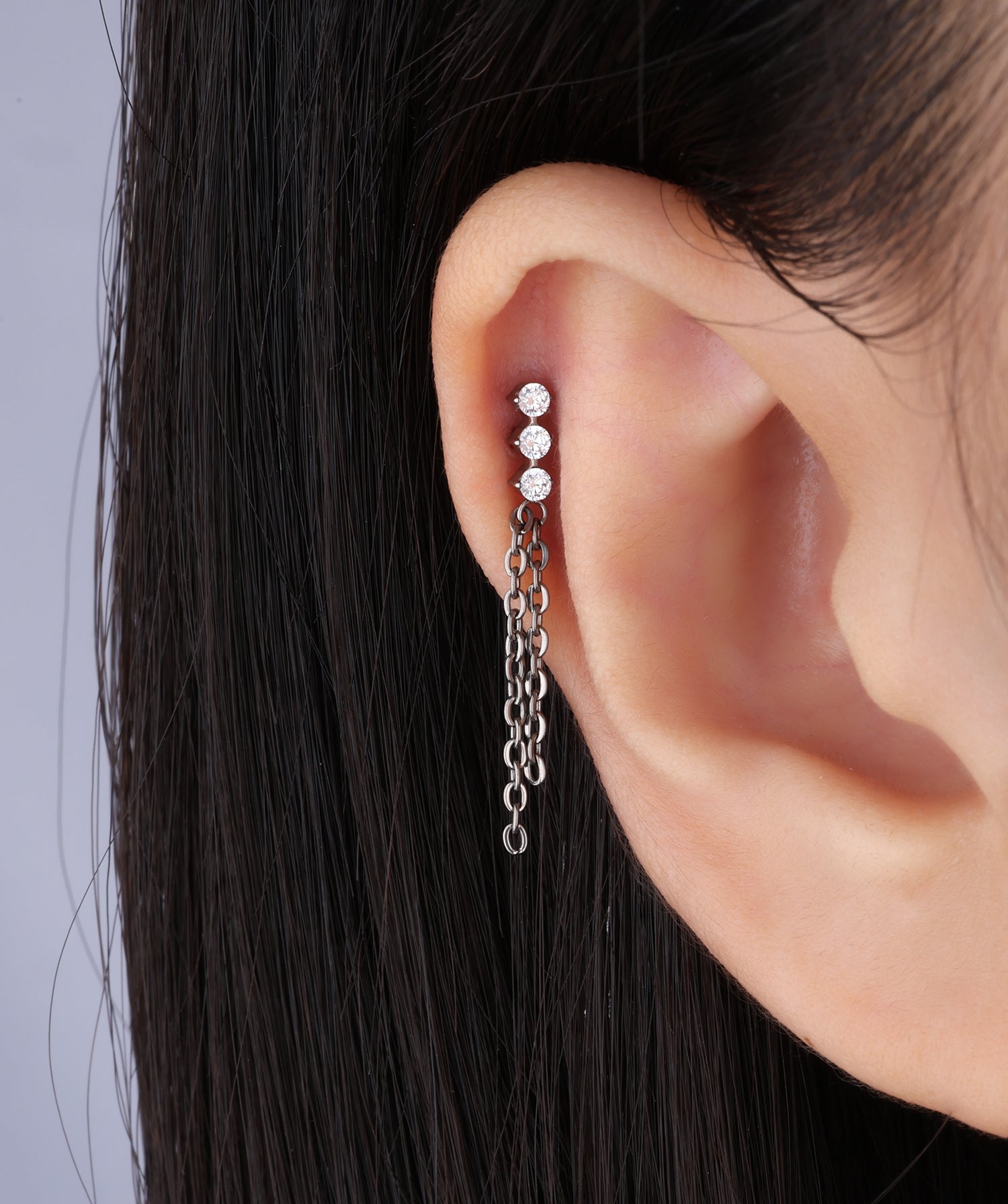 Titanium Gemstone Chain Flatback Drop - OumoJewelry