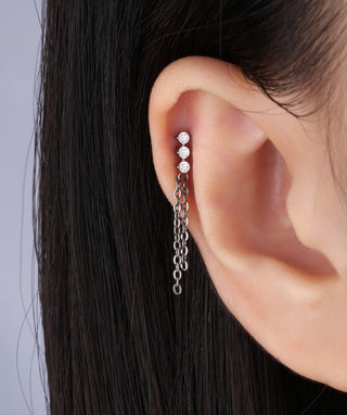 Titanium Gemstone Chain Flatback Drop - OumoJewelry